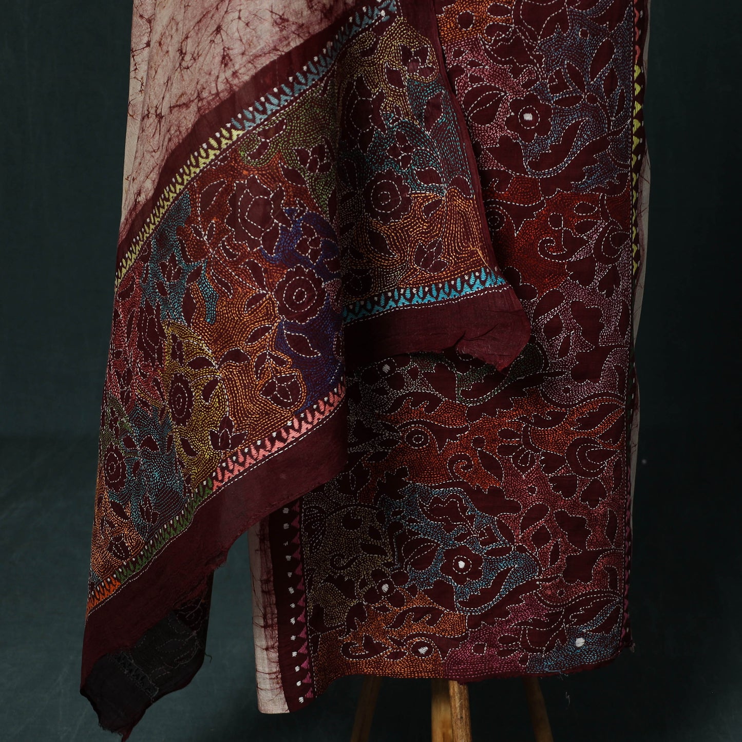 Bengal Kantha Work Cotton 2pc Unstitched Batik Print Dress Material Kurta Set 13