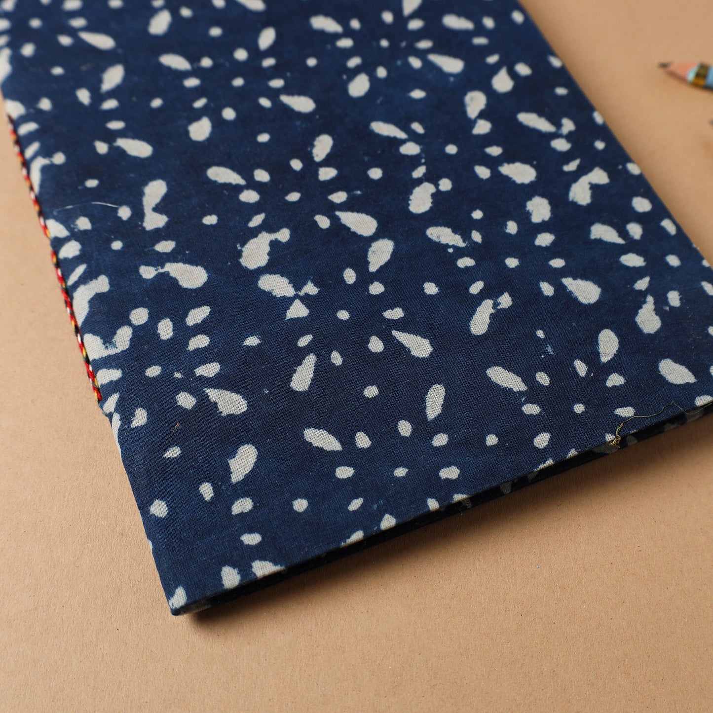 Blue - bindaas fabric cover handmade paper notebook (9 x 7