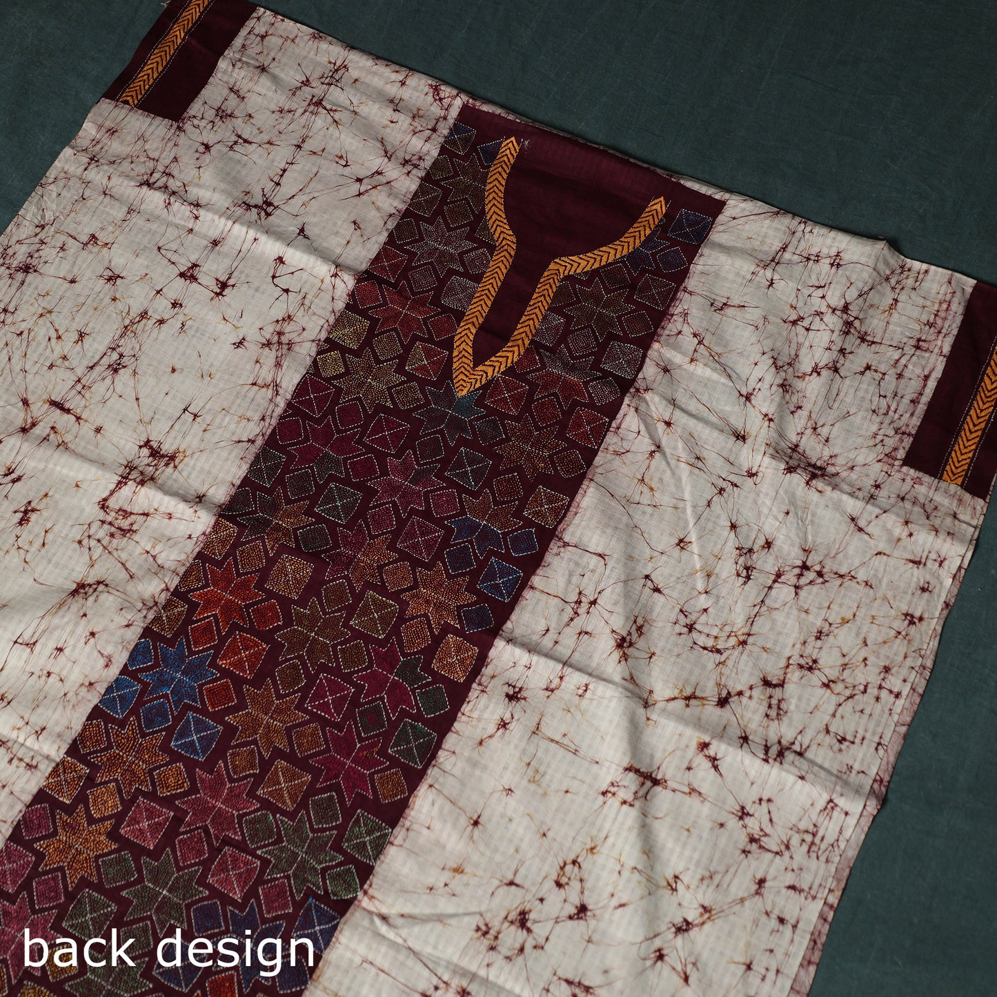 Bengal Kantha Work Cotton Unstitched Batik Print Kurta Material (2.5m) 10
