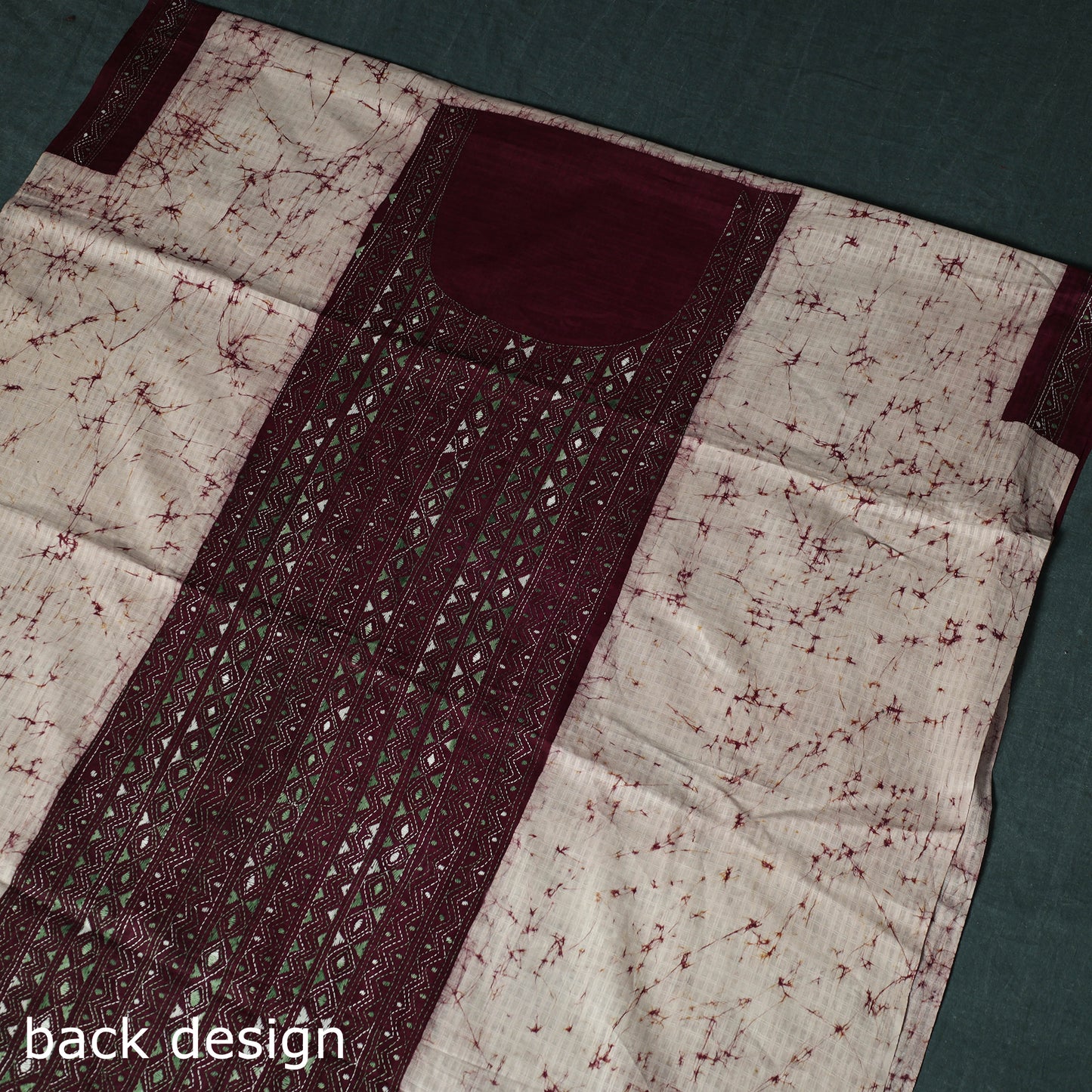 Bengal Kantha Work Cotton Unstitched Batik Print Kurta Material (2.5m) 08