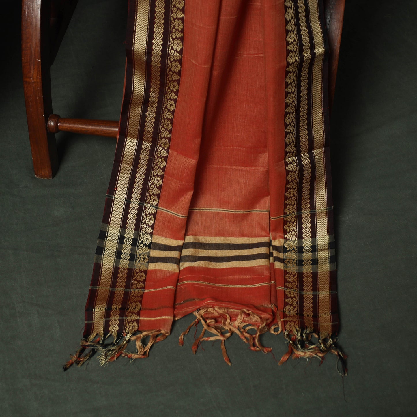 Red - Dharwad Woven Mercerised Cotton 3pc Unstitched Dress Material Suit Set 03