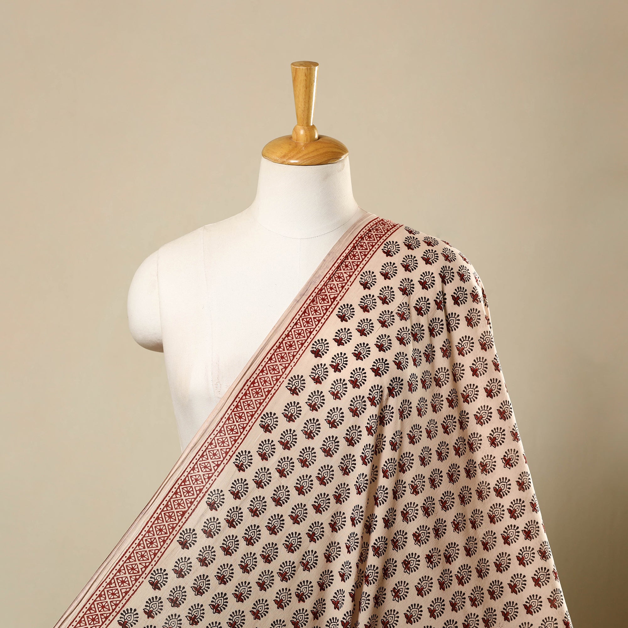 Pure Mul Cotton Natural Dyed Hand Block Bagh Print Fabric 14