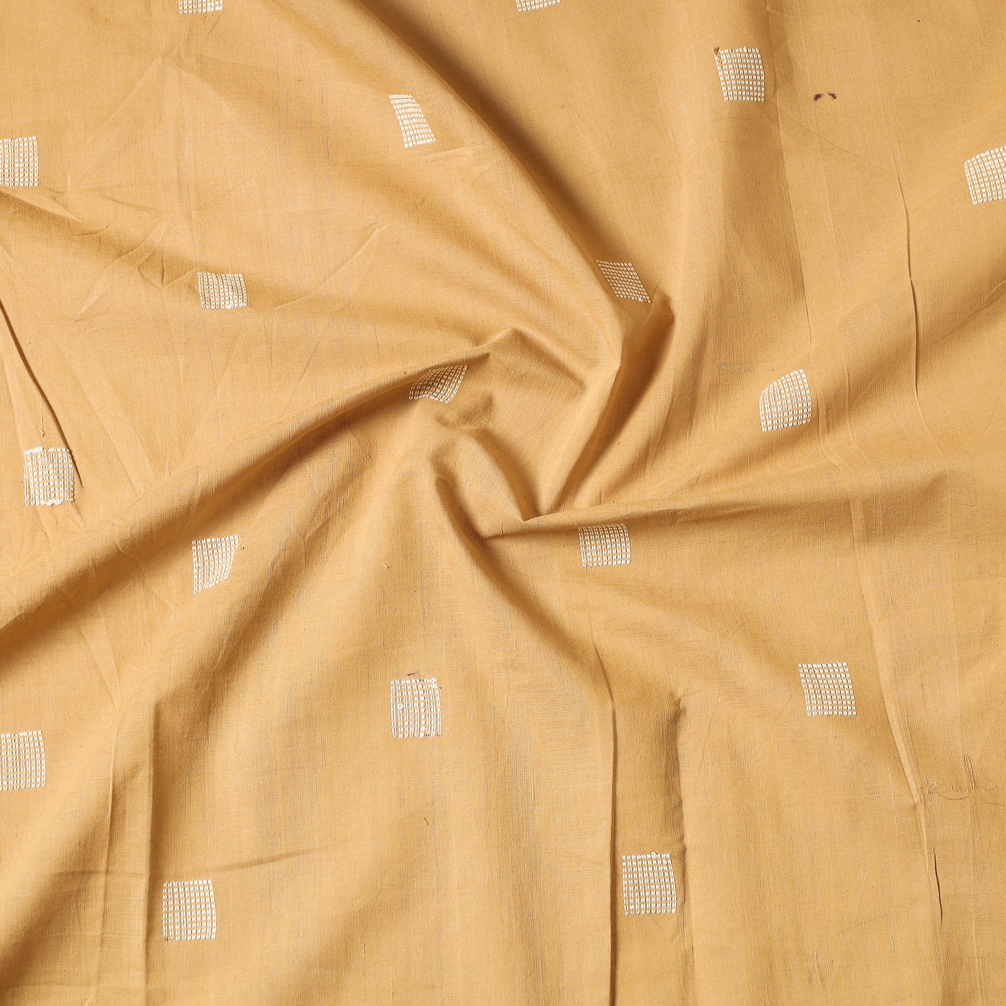 Yellow - Godavari Jamdani Buti Pure Handloom Cotton Precut Fabric (1.15 Meter)