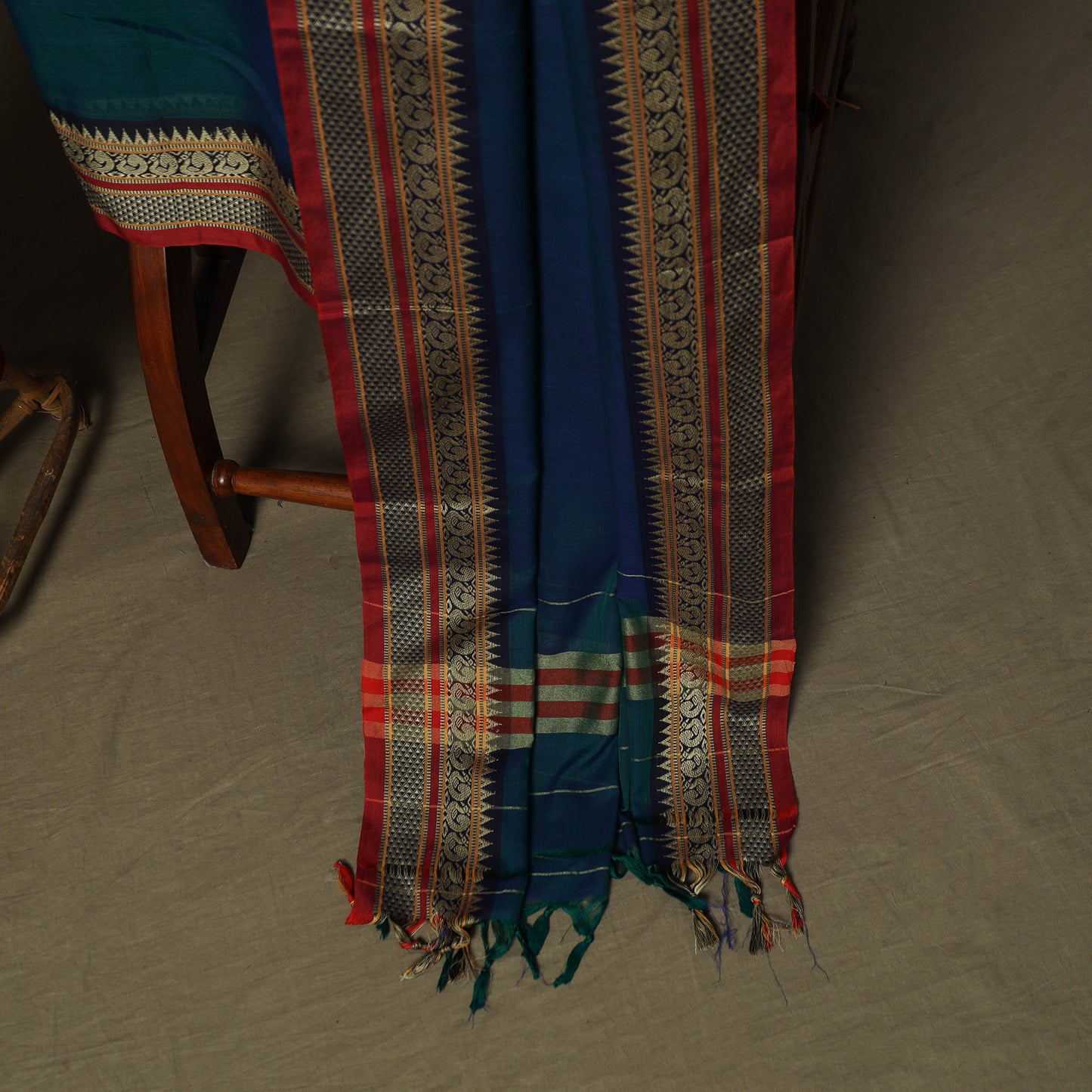 Dharwad Mercerised Cotton 3pc Unstitched Dress Material Suit Set with Woven Border 19