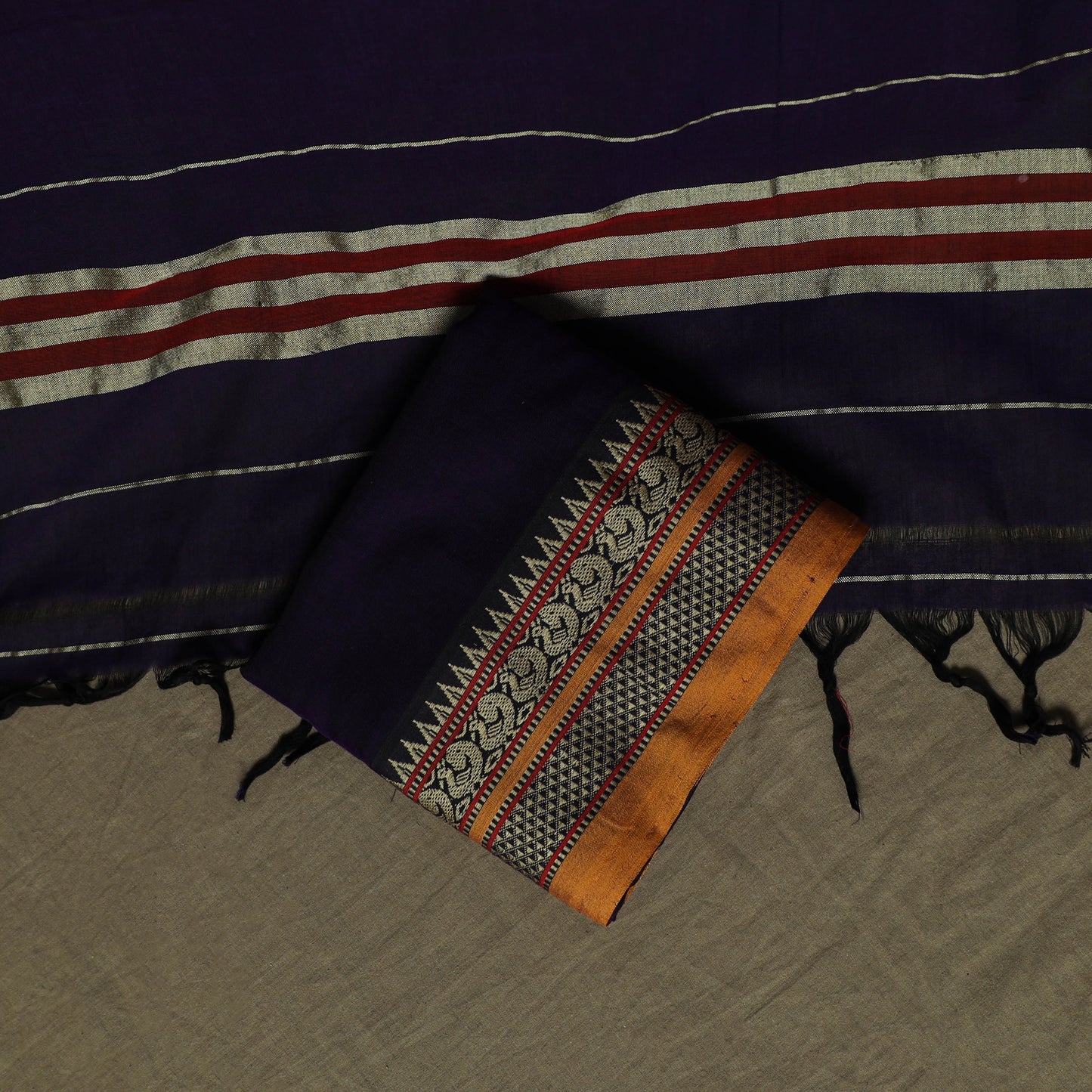 Dharwad Mercerised Cotton 3pc Unstitched Dress Material Suit Set with Woven Border 24