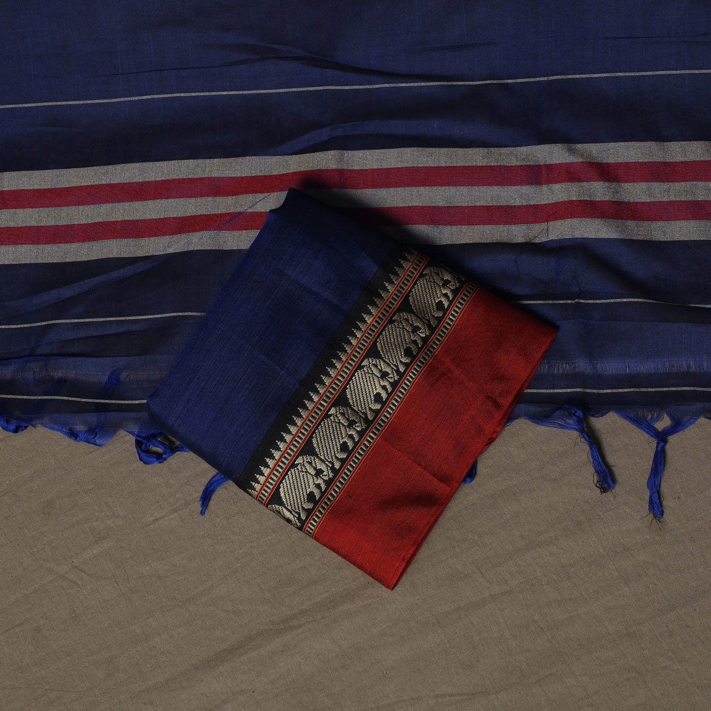Dharwad Mercerised Cotton 3pc Unstitched Dress Material Suit Set with Woven Border 30