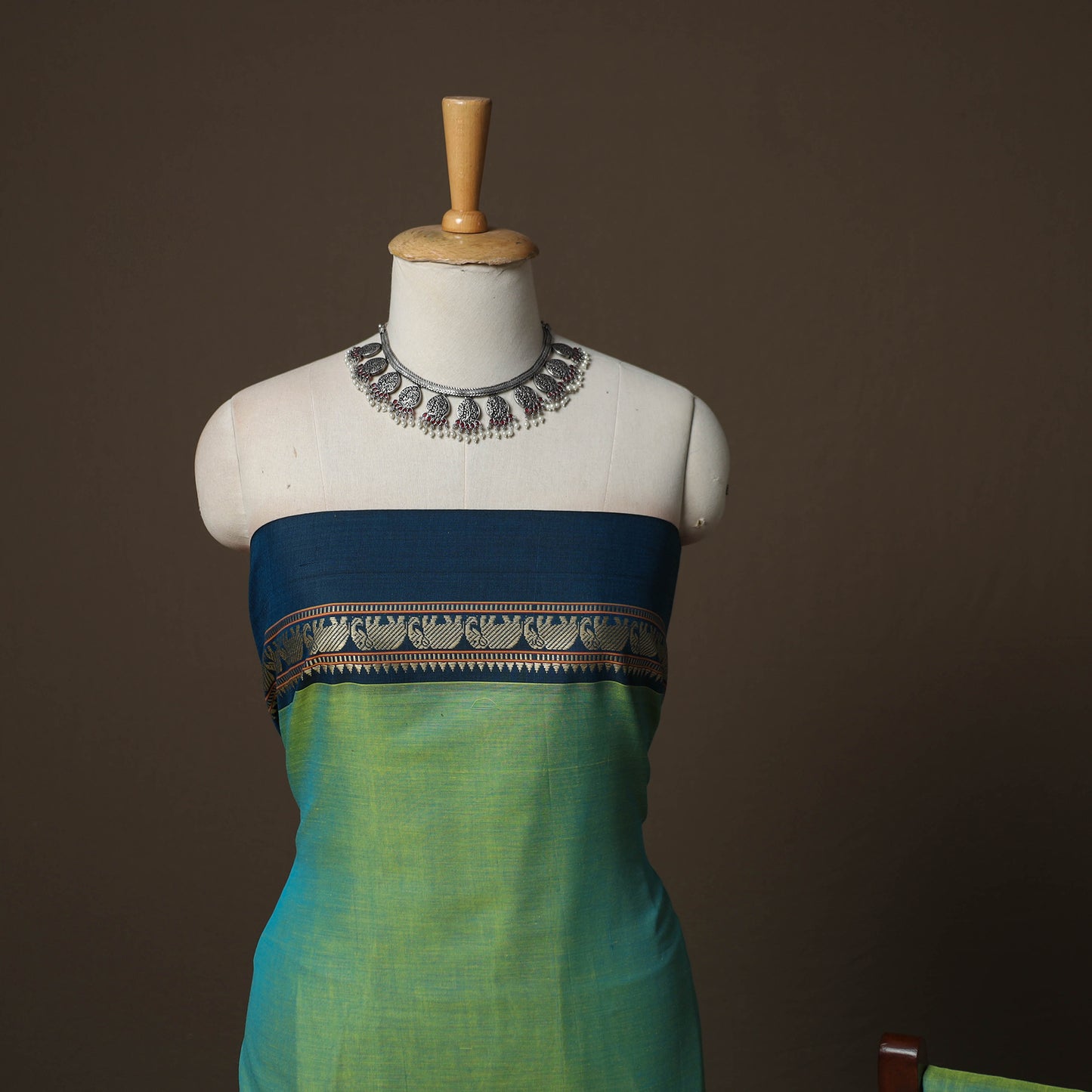 Dharwad Mercerised Cotton 3pc Unstitched Dress Material Suit Set with Woven Border 35