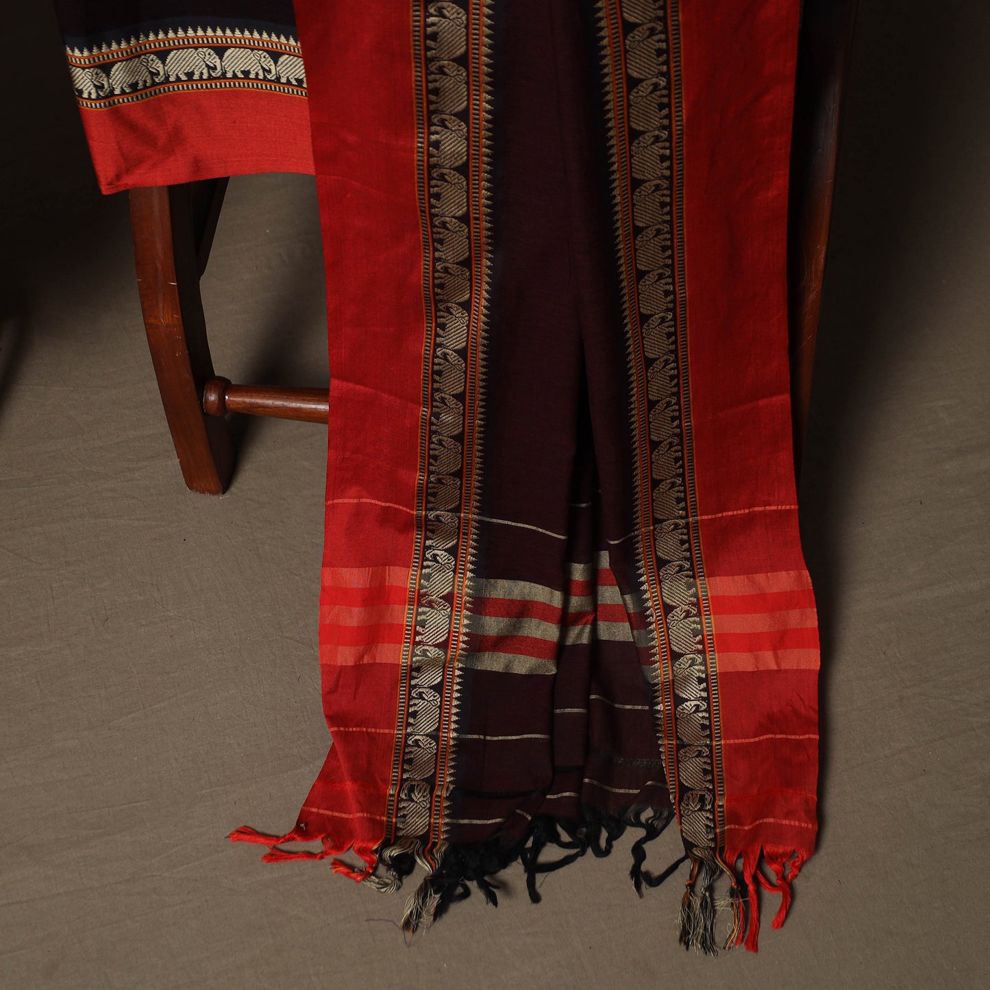 Dharwad Mercerised Cotton 3pc Unstitched Dress Material Suit Set with Woven Border 42