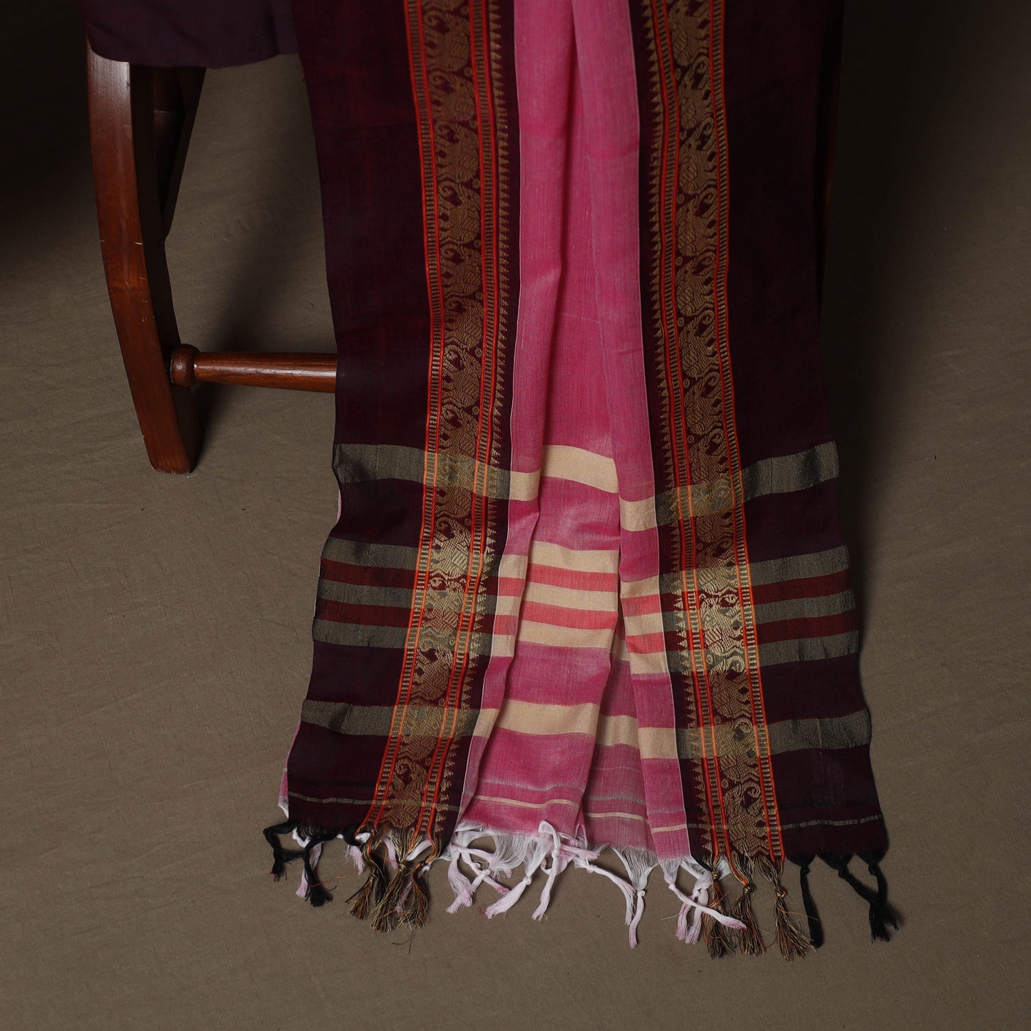 Dharwad Mercerised Cotton 3pc Unstitched Dress Material Suit Set with Woven Border 43