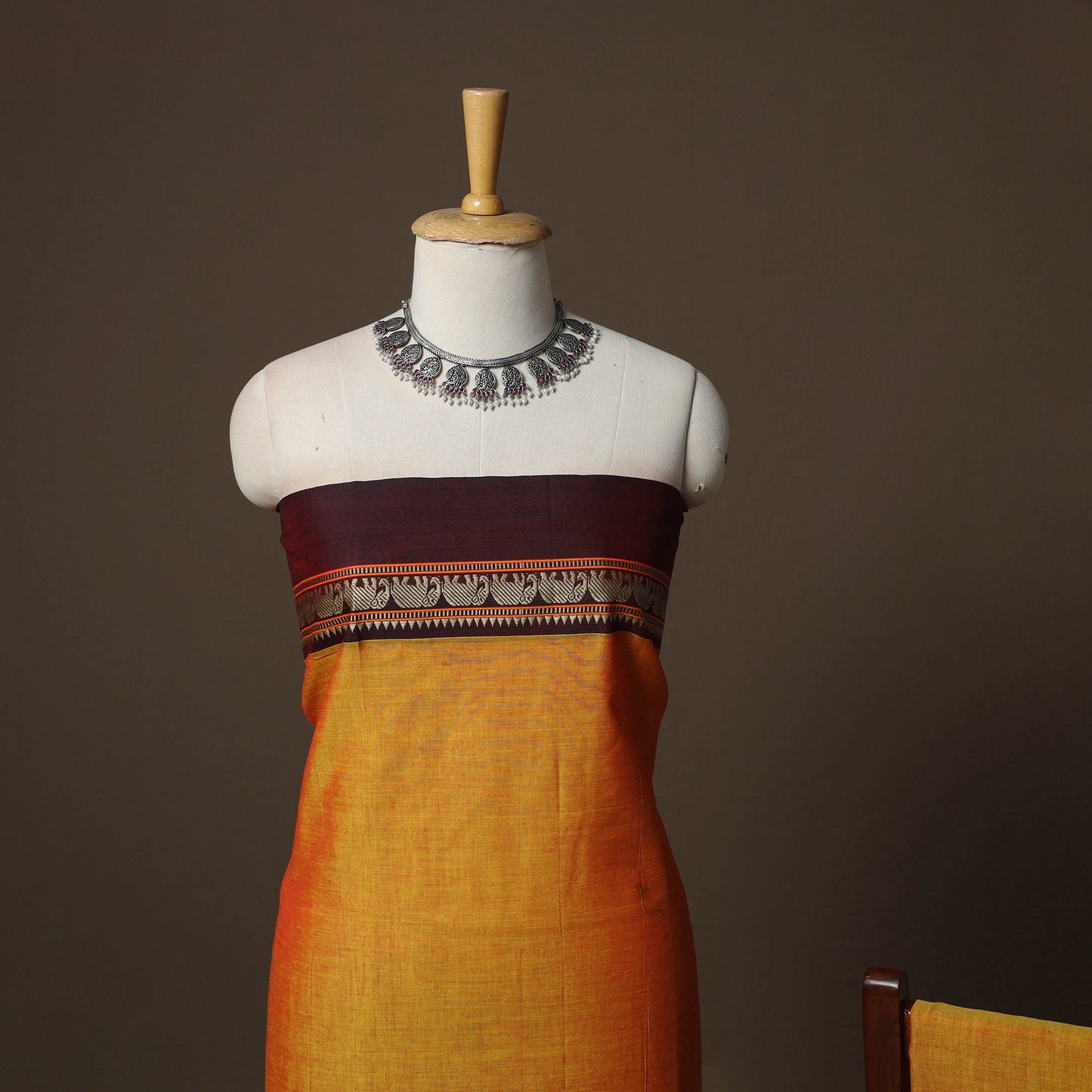 Dharwad Mercerised Cotton 3pc Unstitched Dress Material Suit Set with Woven Border 44