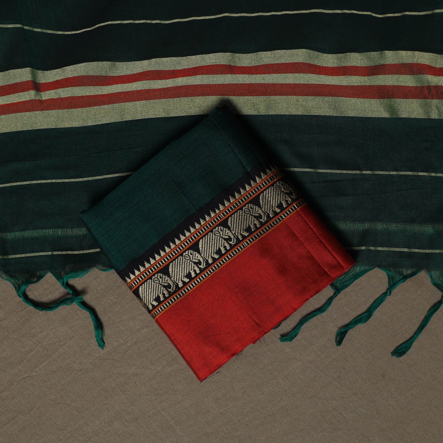 Dharwad Mercerised Cotton 3pc Unstitched Dress Material Suit Set with Woven Border 46