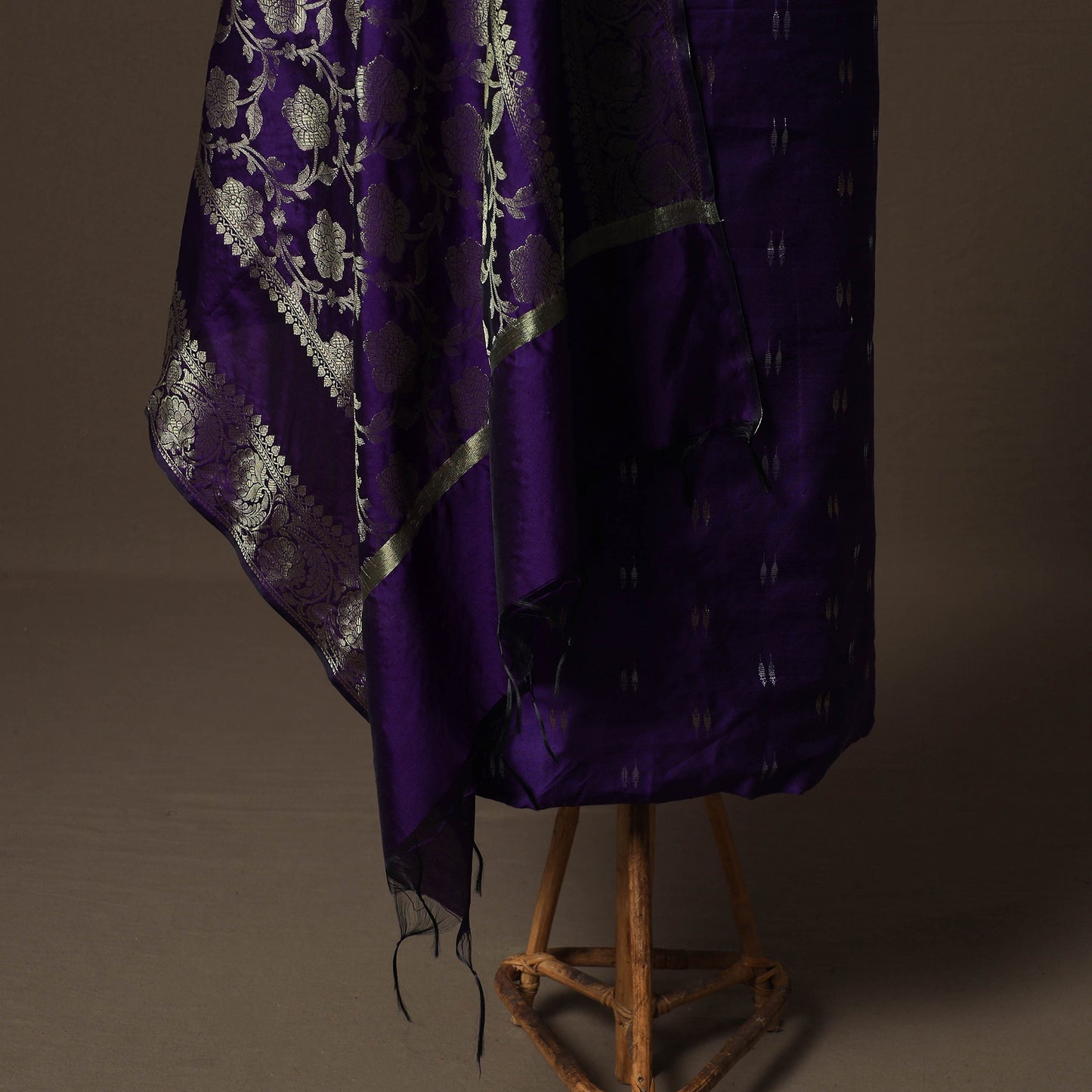 Spun Dupion Viscose Silk Buti 2pc Unstitched Dress Material Kurta Set with Earrings 56