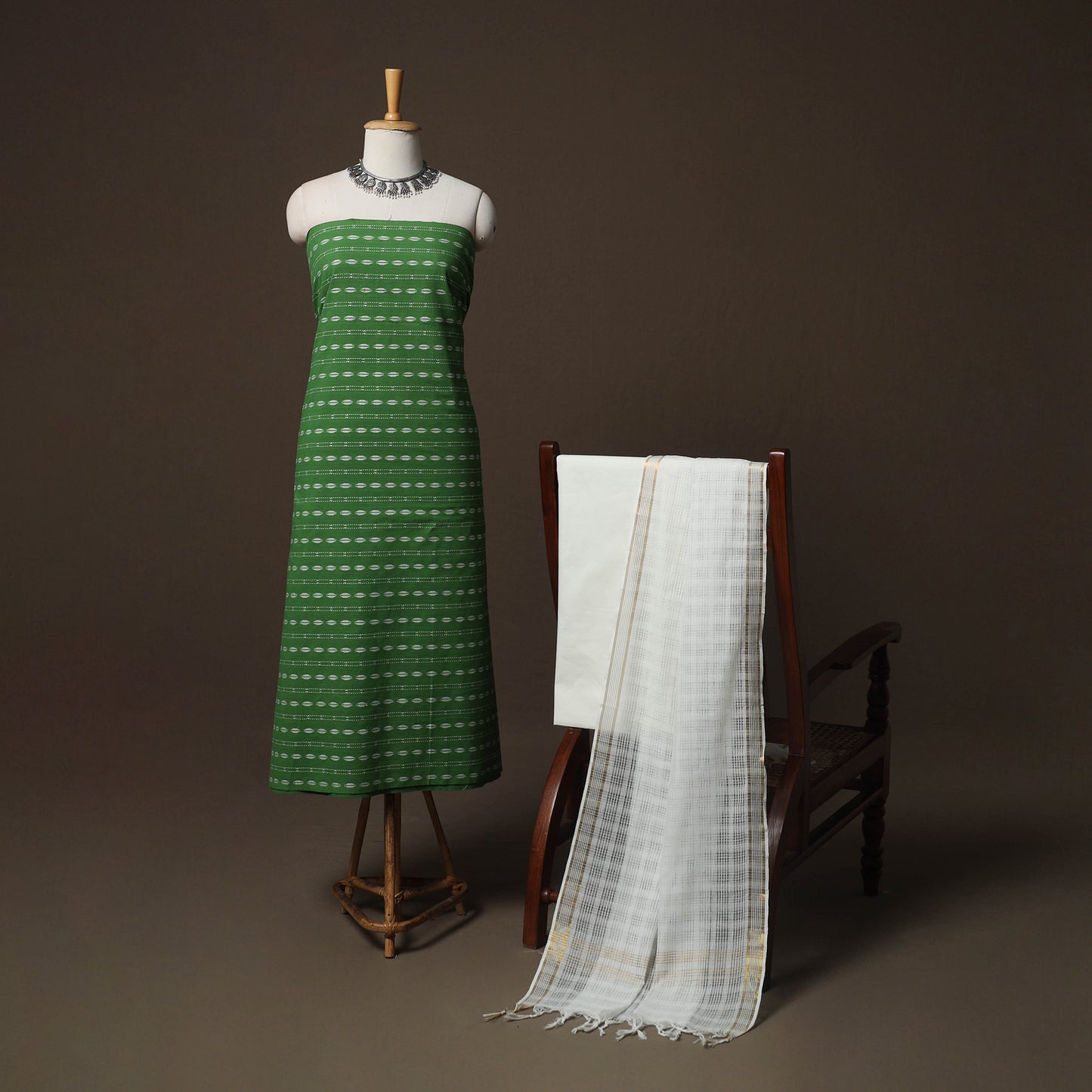 Jacquard Woven Pure Cotton 3pc Unstitched Dress Material Suit Set 14