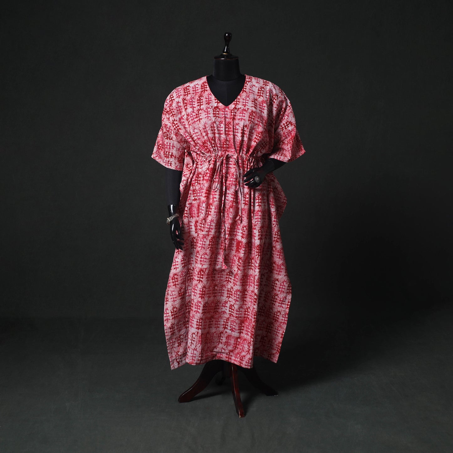 Pink - Hand Block Batik Print Cotton Kaftan (Long) 25
