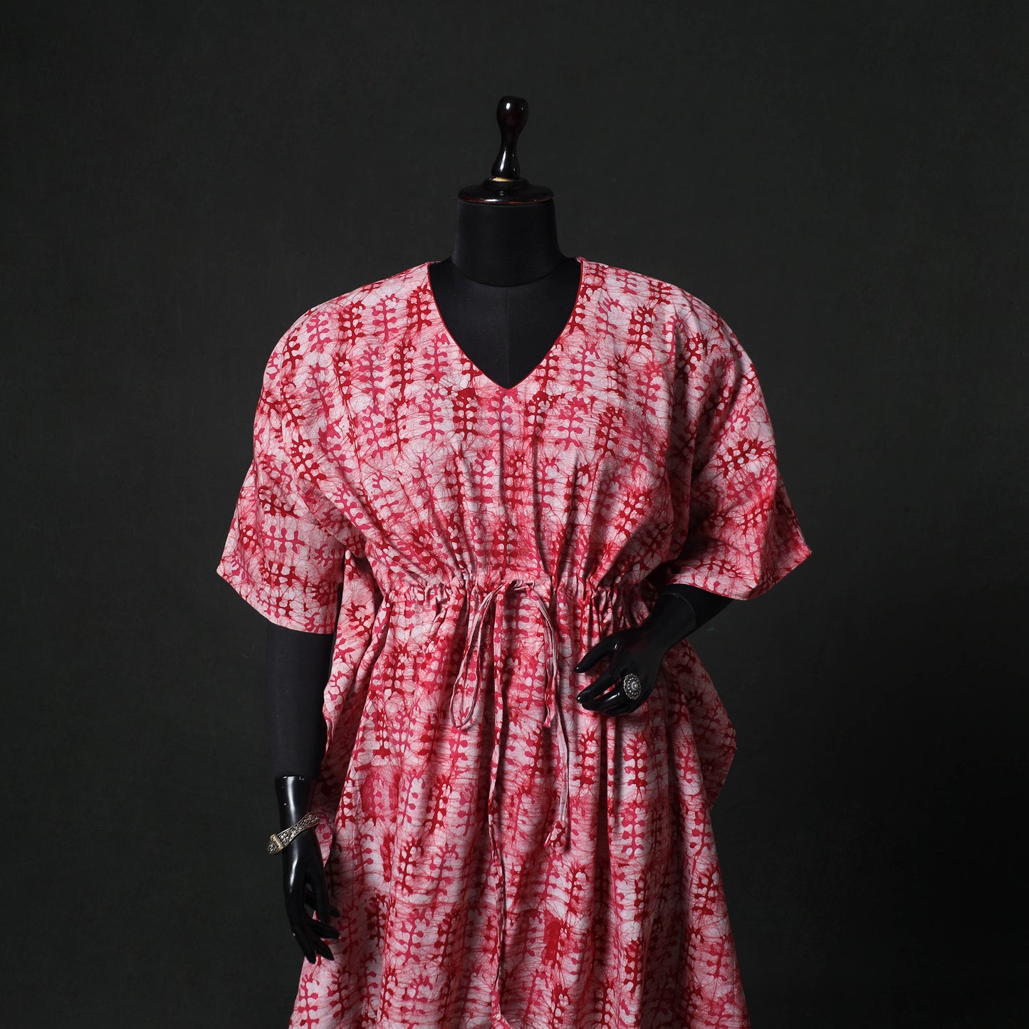 Pink - Hand Block Batik Print Cotton Kaftan (Long) 25