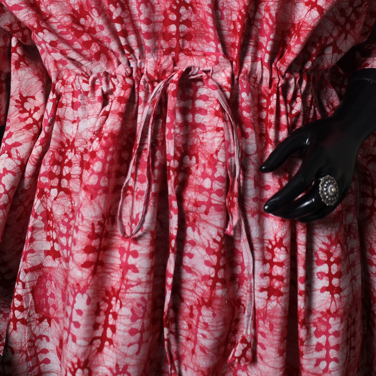 Pink - Hand Block Batik Print Cotton Kaftan (Long) 25