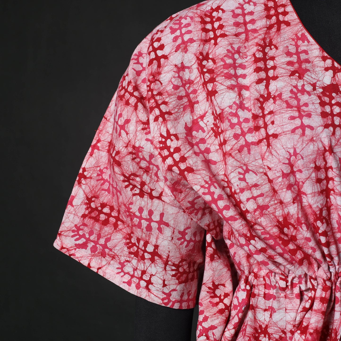 Pink - Hand Block Batik Print Cotton Kaftan (Long) 25
