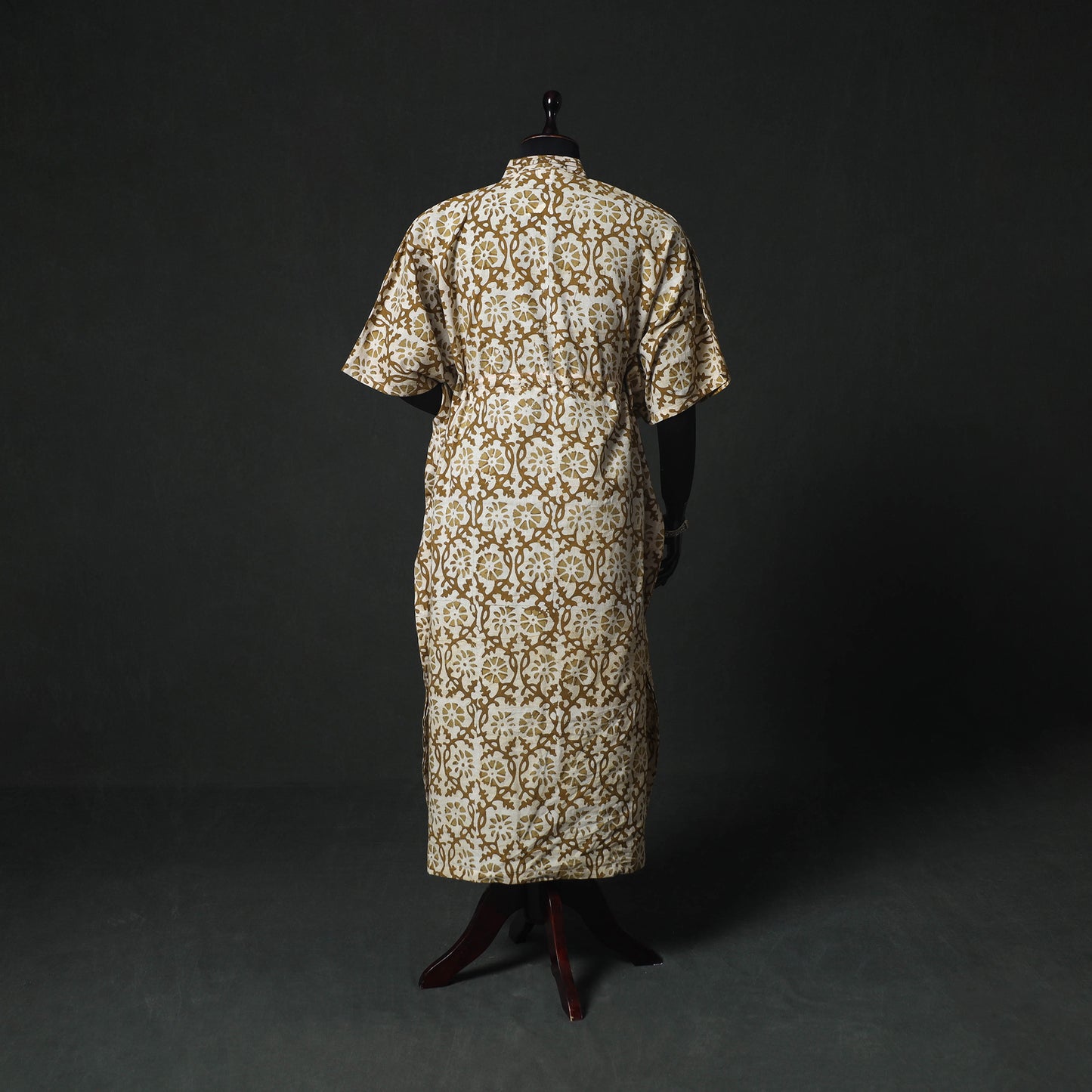 Brown - Hand Block Batik Print Cotton Kaftan (Long) 29
