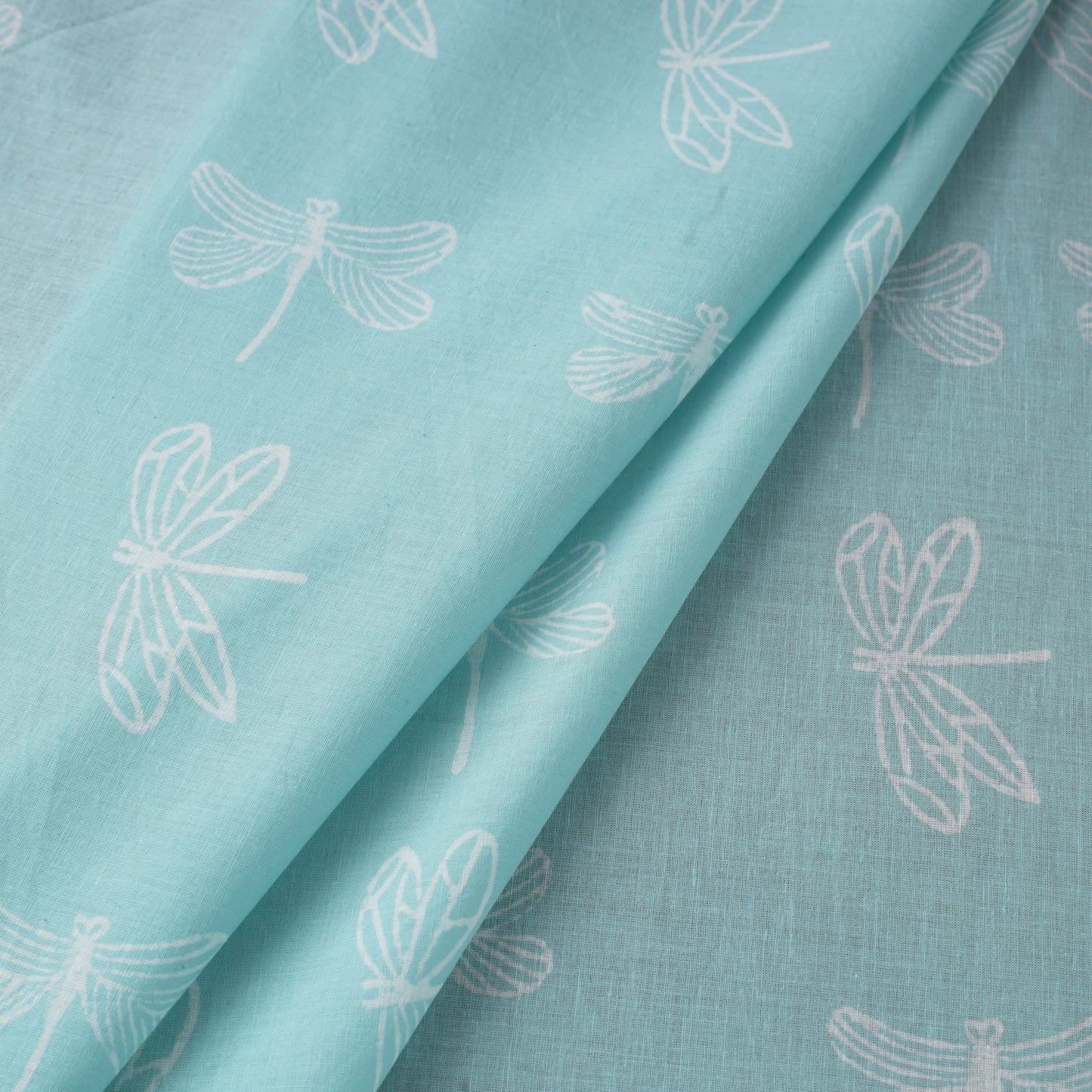 Blue Block Print Cotton Sanganeri Fabric