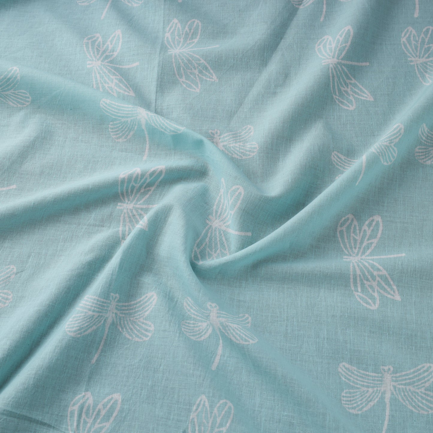 Blue Block Print Cotton Sanganeri Fabric
