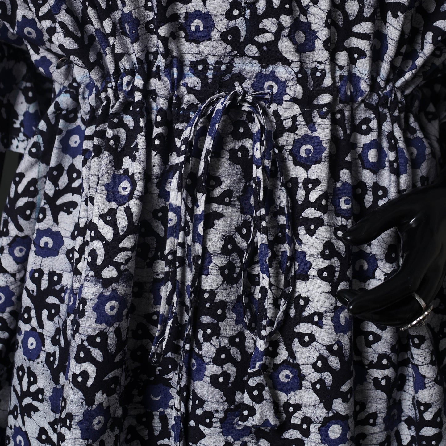 Blue - Hand Block Batik Print Cotton Kaftan (Short) 30