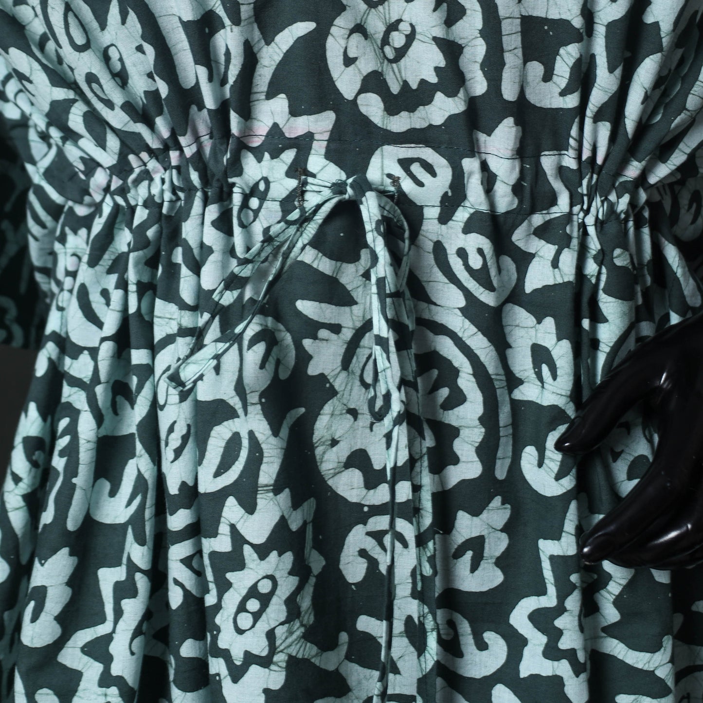 Green - Hand Block Batik Print Cotton Kaftan (Short) 33
