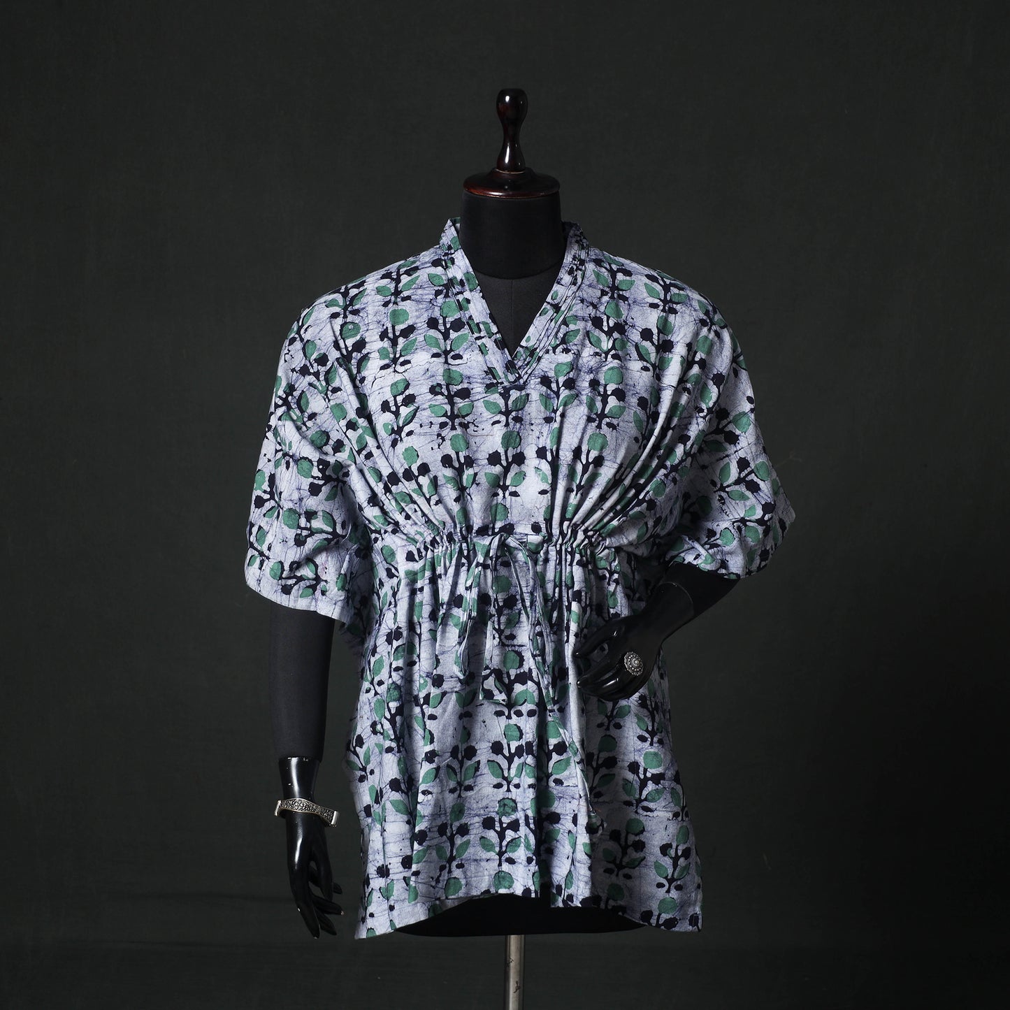 Hand Block Batik Print Cotton Kaftan (Short) 35