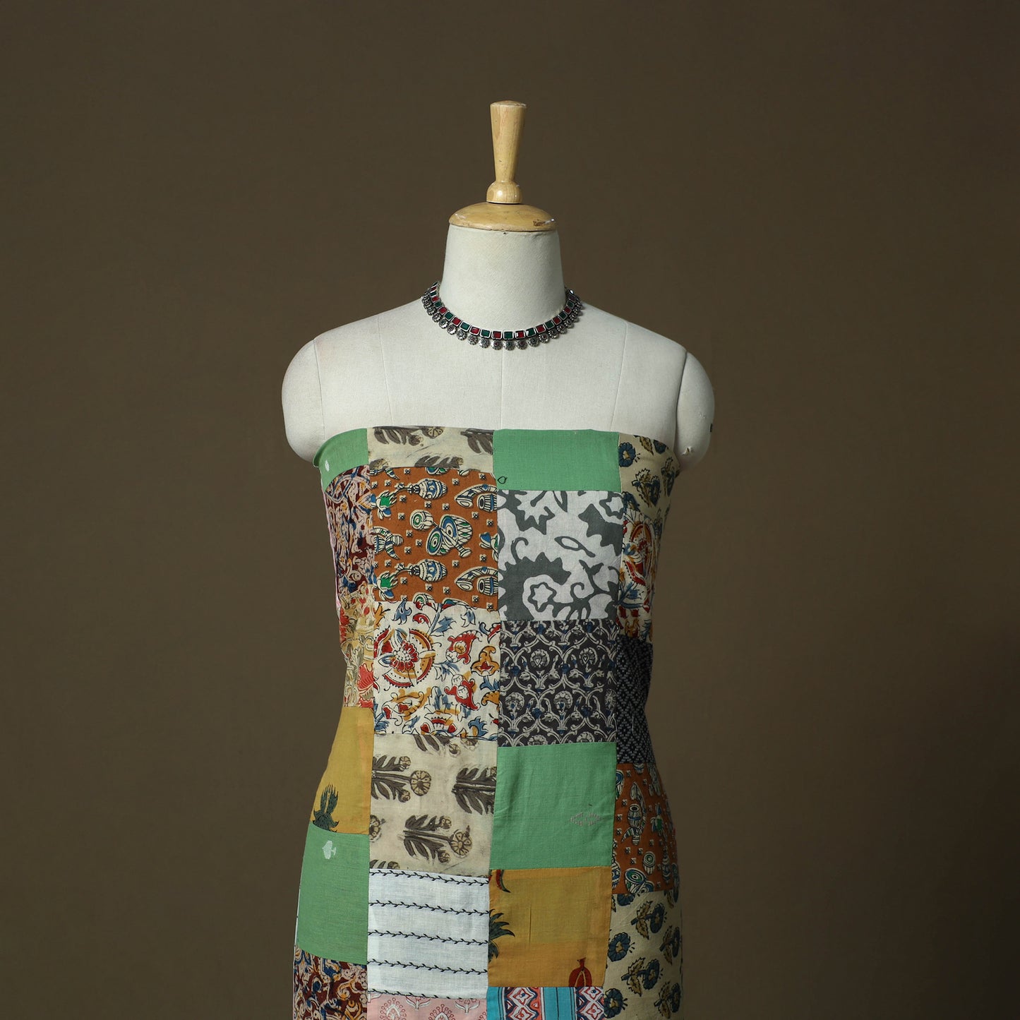 Tukdi Patchwork Cotton Unstitched Kurta Material (2.6M) 14