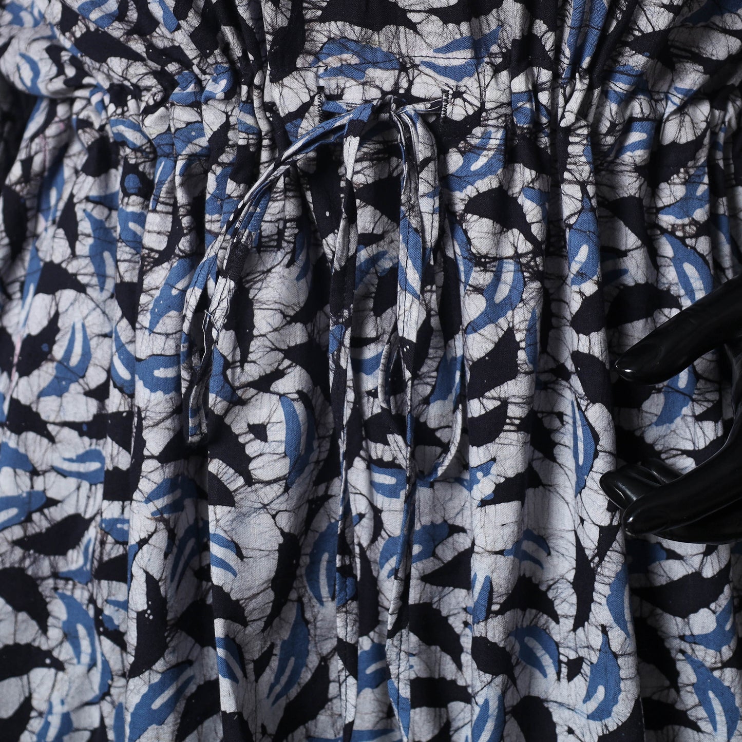 Blue - Hand Block Batik Print Cotton Kaftan (Short) 42