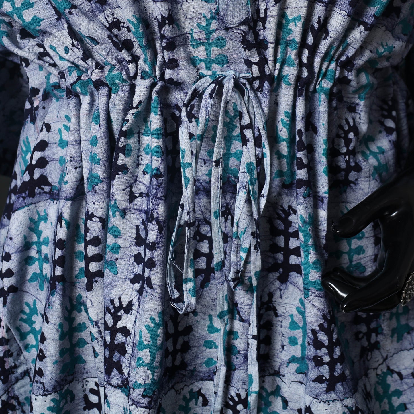 Blue - Hand Block Batik Print Cotton Kaftan (Short) 43