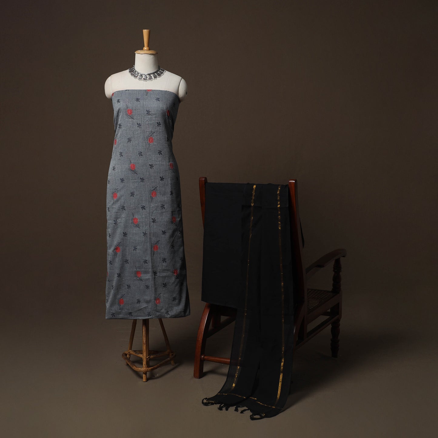 Jacquard Woven Pure Cotton 3pc Unstitched Dress Material Suit Set 44