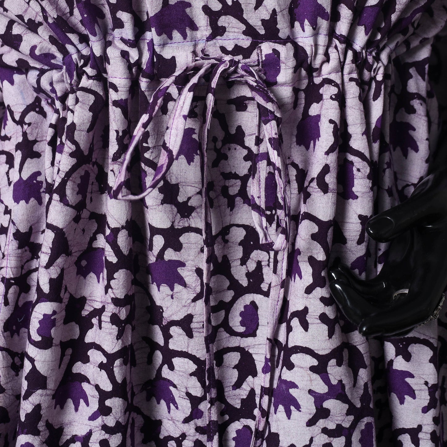 Purple - Hand Block Batik Print Cotton Kaftan (Short) 44