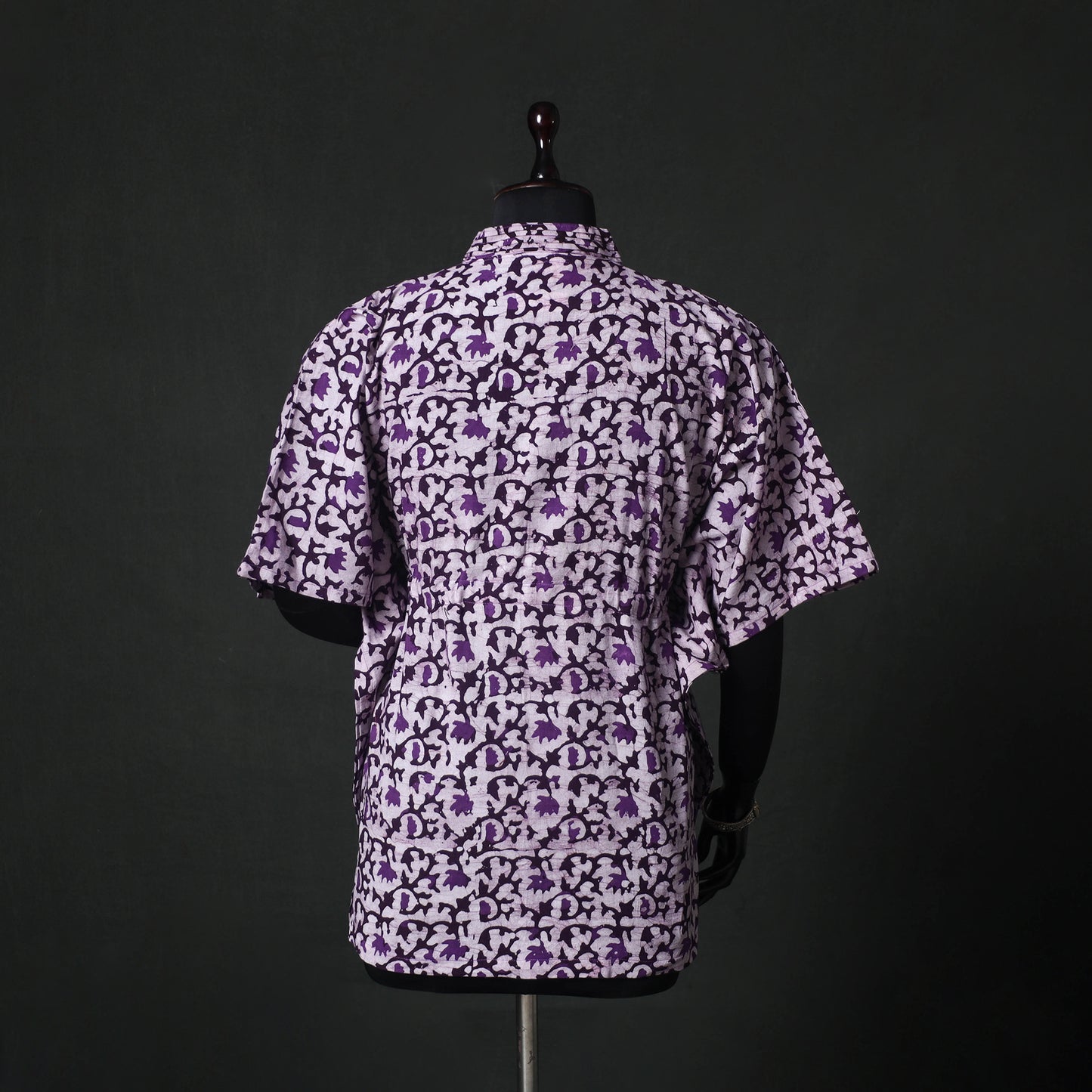 Purple - Hand Block Batik Print Cotton Kaftan (Short) 44