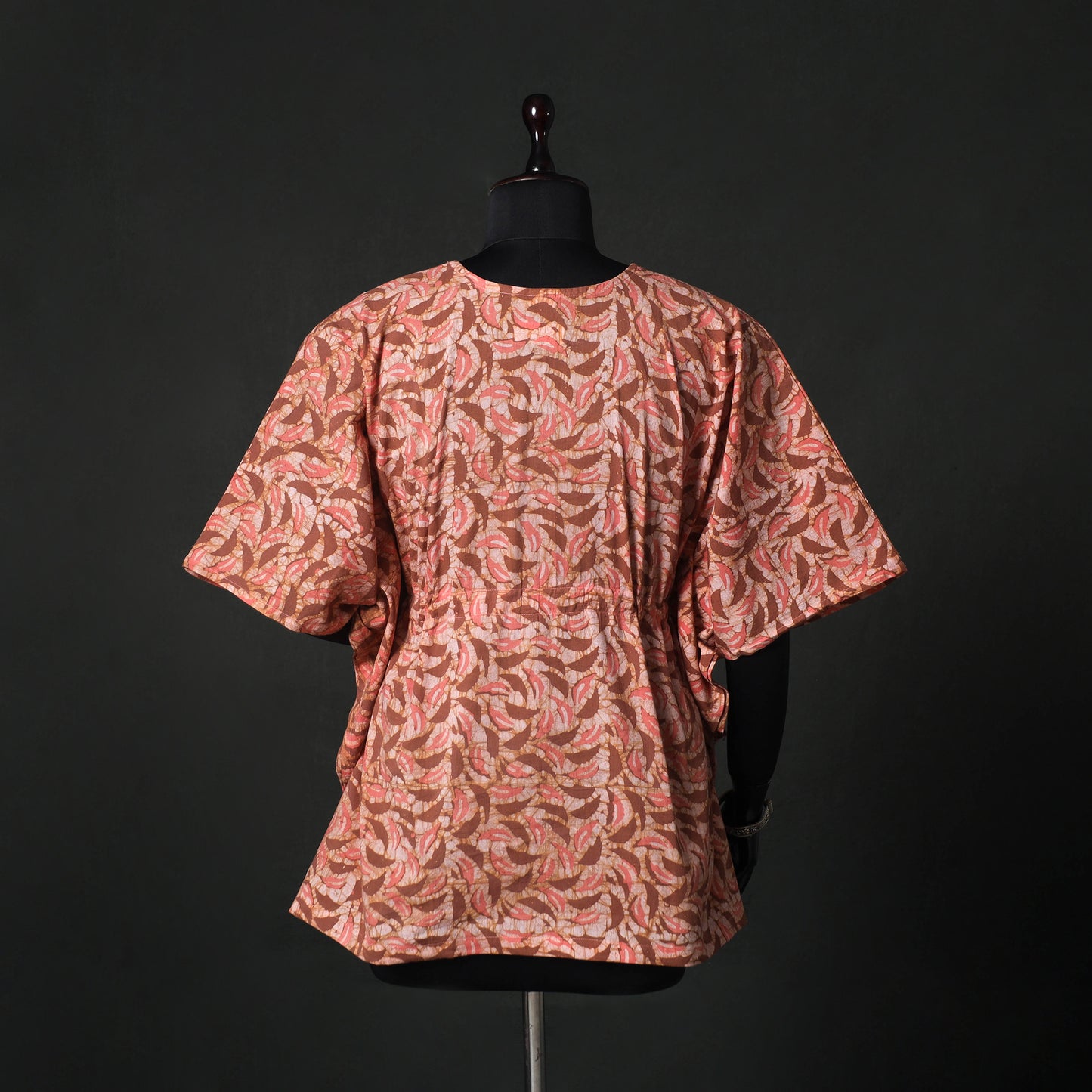 Peach - Hand Block Batik Print Cotton Kaftan (Short) 45