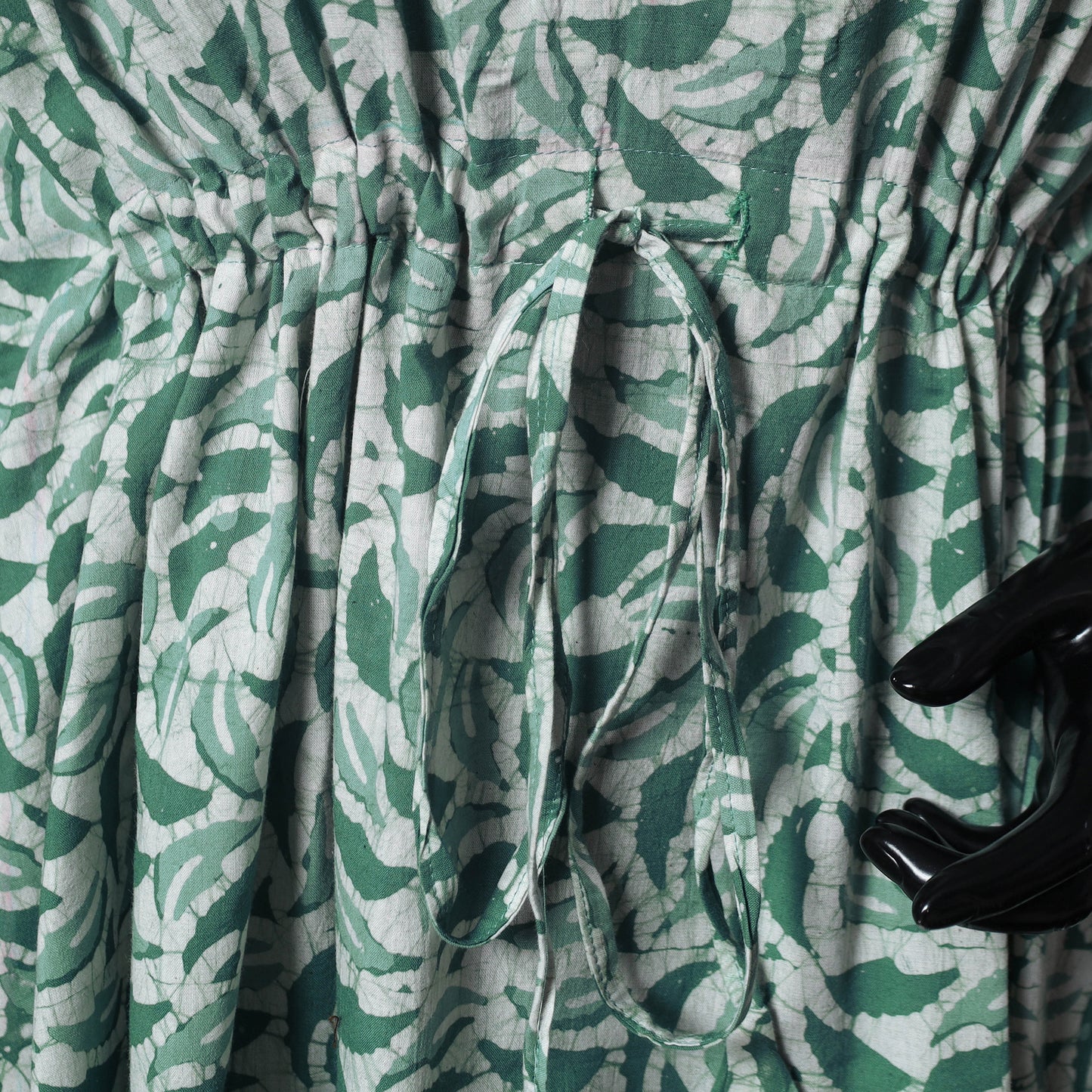 Green - Hand Block Batik Print Cotton Kaftan (Short) 47