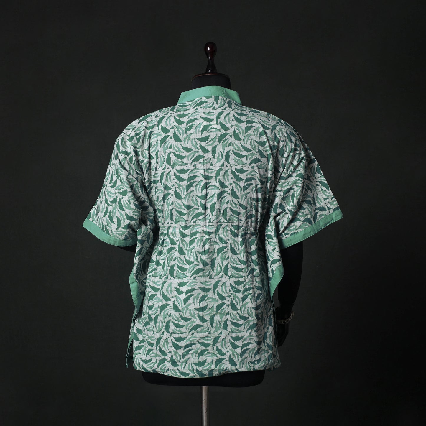 Green - Hand Block Batik Print Cotton Kaftan (Short) 47