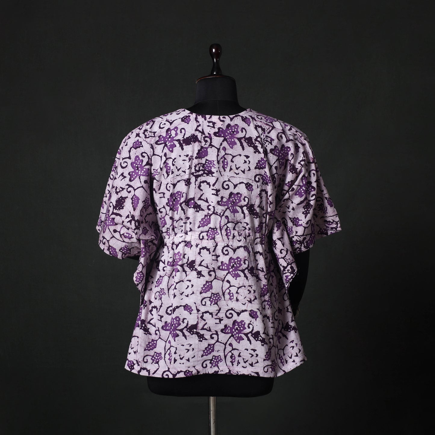 Purple - Hand Block Batik Print Cotton Kaftan (Short) 49