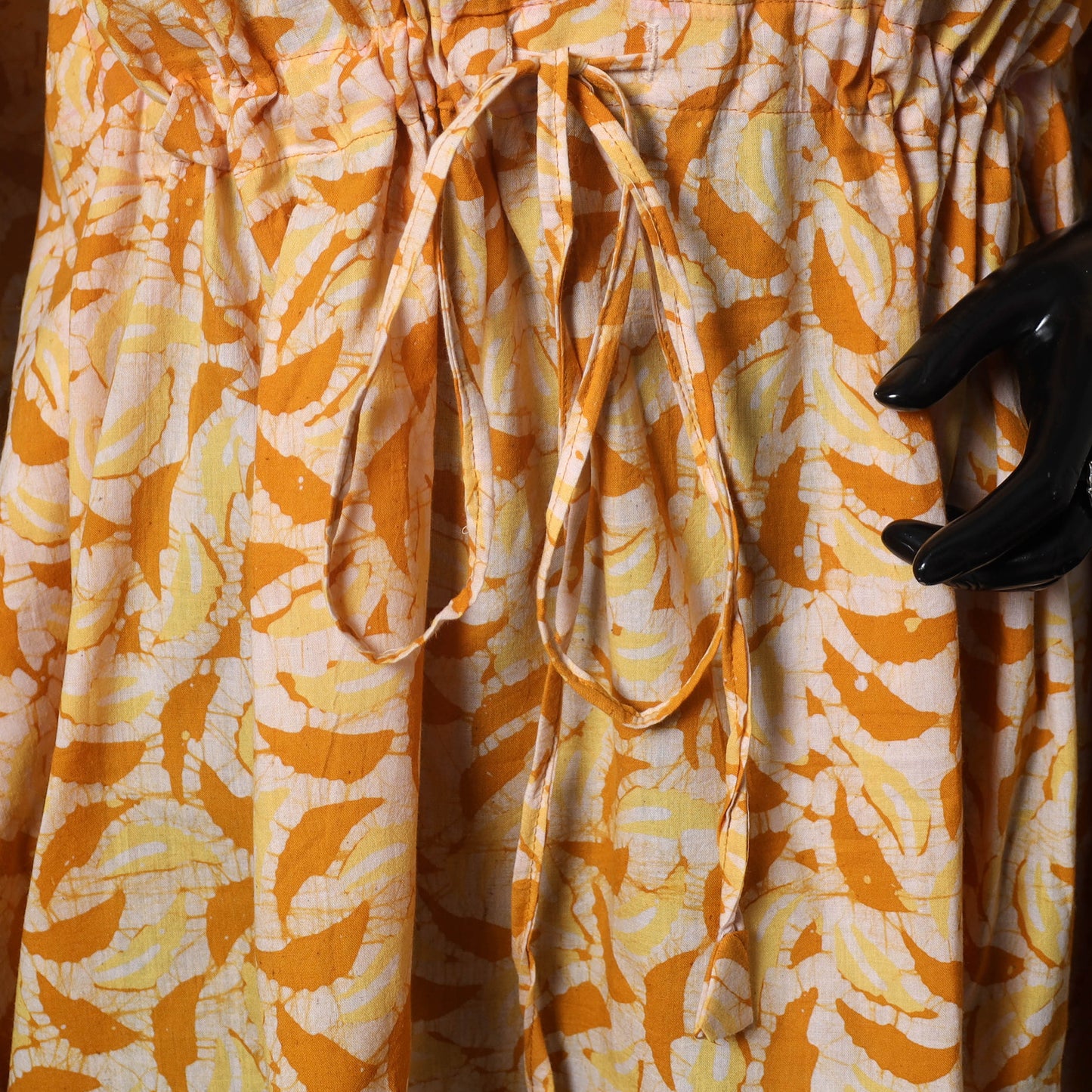 Yellow - Hand Block Batik Print Cotton Kaftan (Short) 50