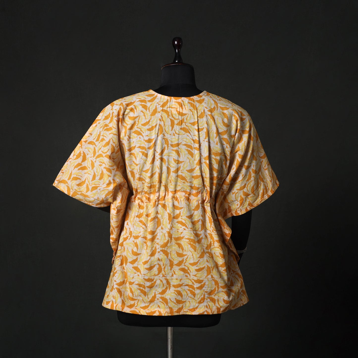 Yellow - Hand Block Batik Print Cotton Kaftan (Short) 50