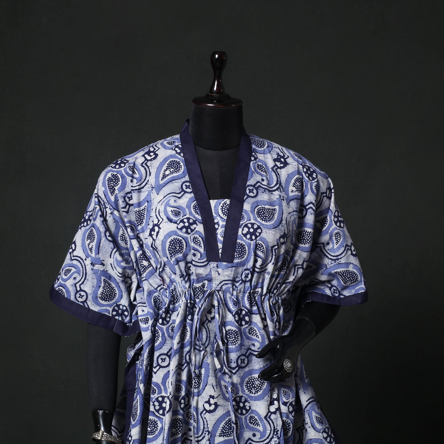 Purple - Hand Block Batik Print Cotton Kaftan (Short) 51