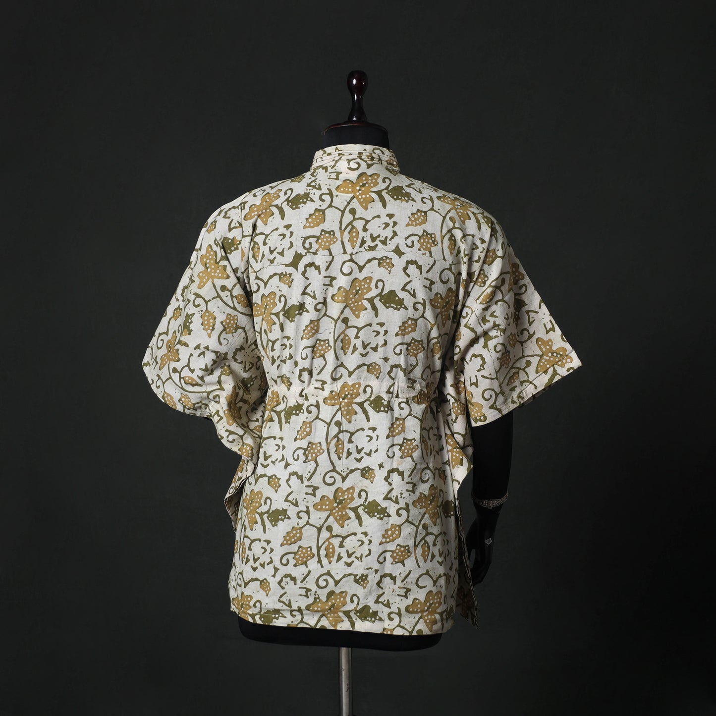 Beige - Hand Block Batik Print Cotton Kaftan (Short) 52
