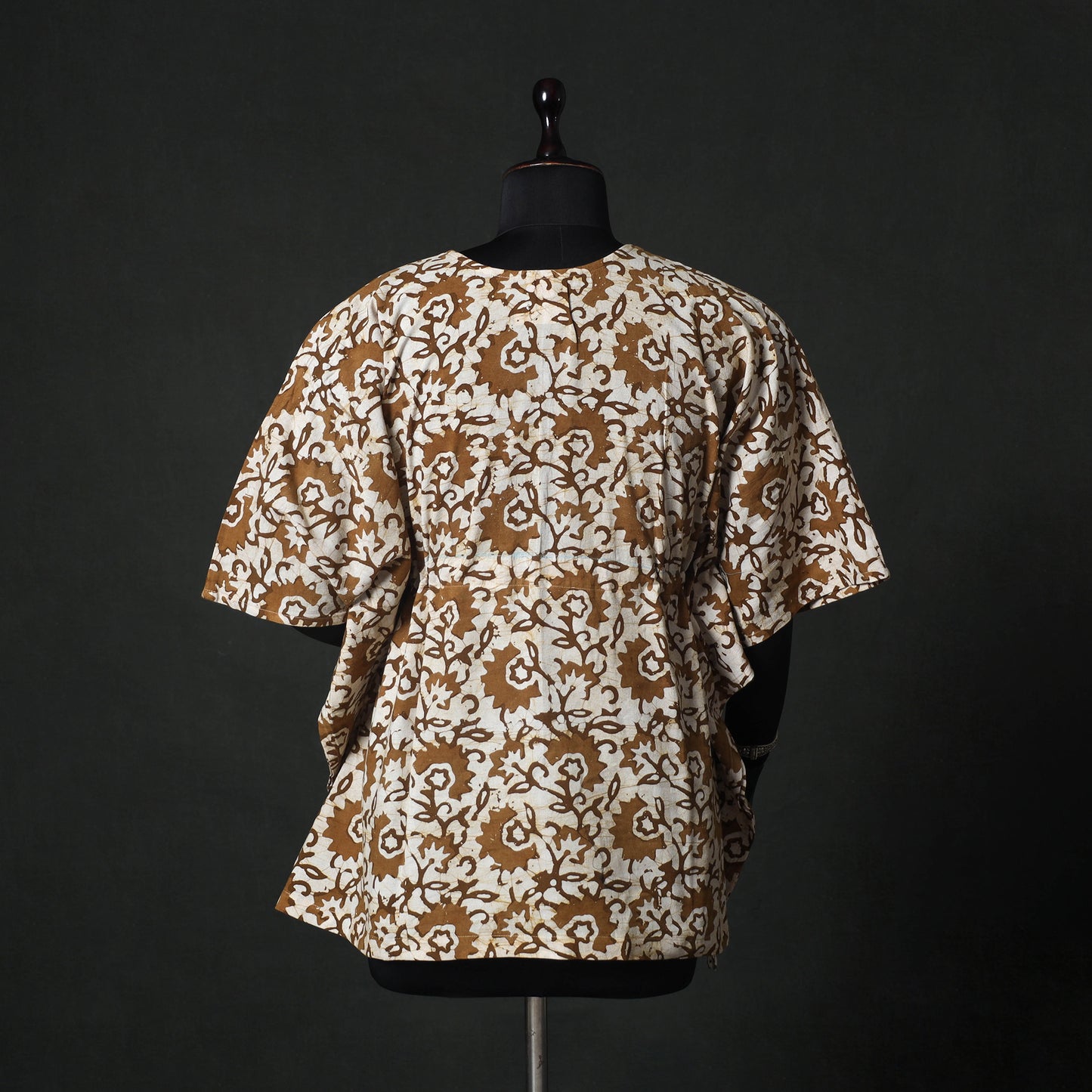 Brown - Hand Block Batik Print Cotton Kaftan (Short) 53