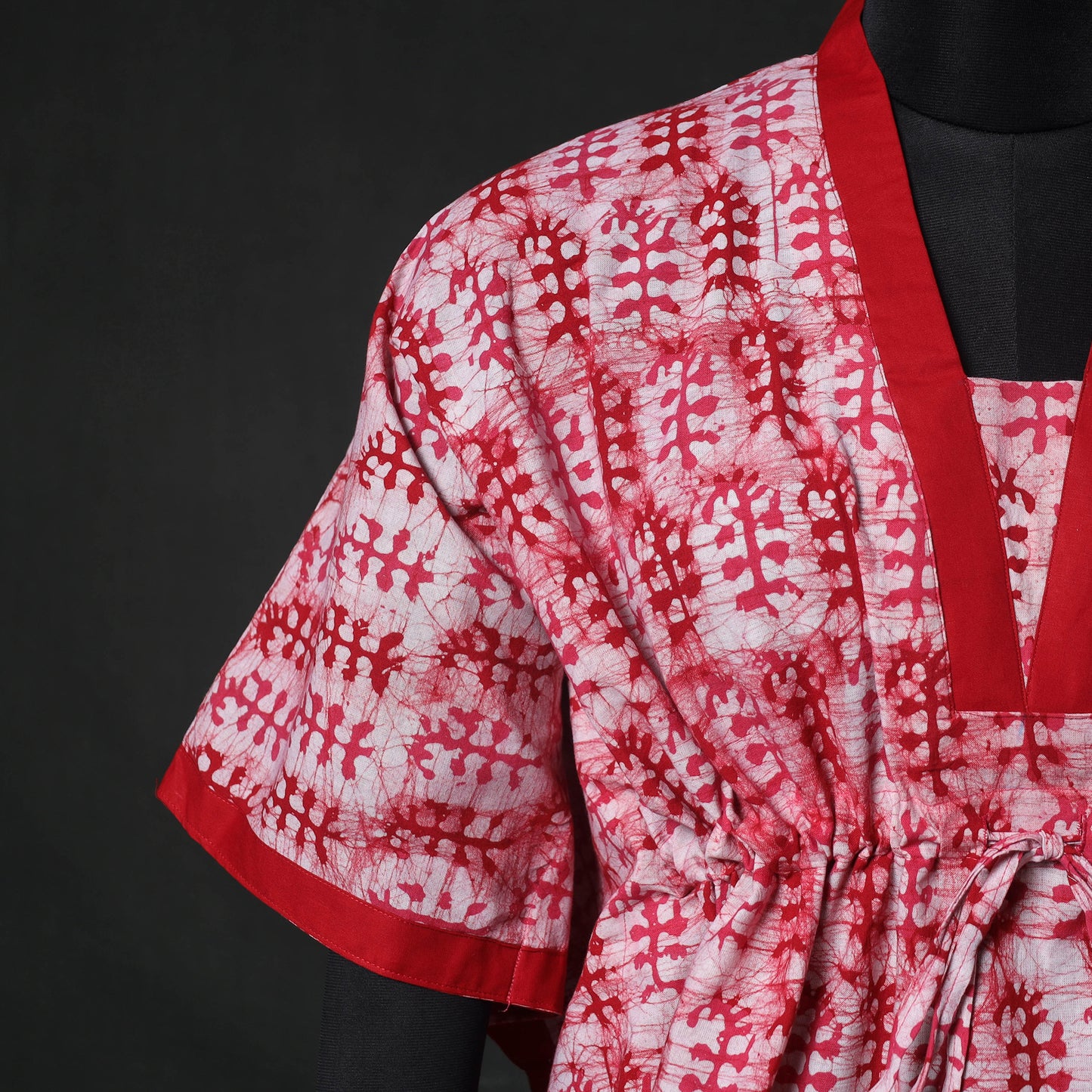 Pink - Hand Block Batik Print Cotton Kaftan (Short) 56