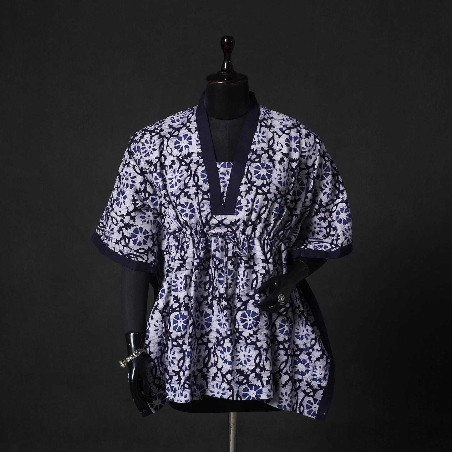 Blue - Hand Block Batik Print Cotton Kaftan (Short) 57