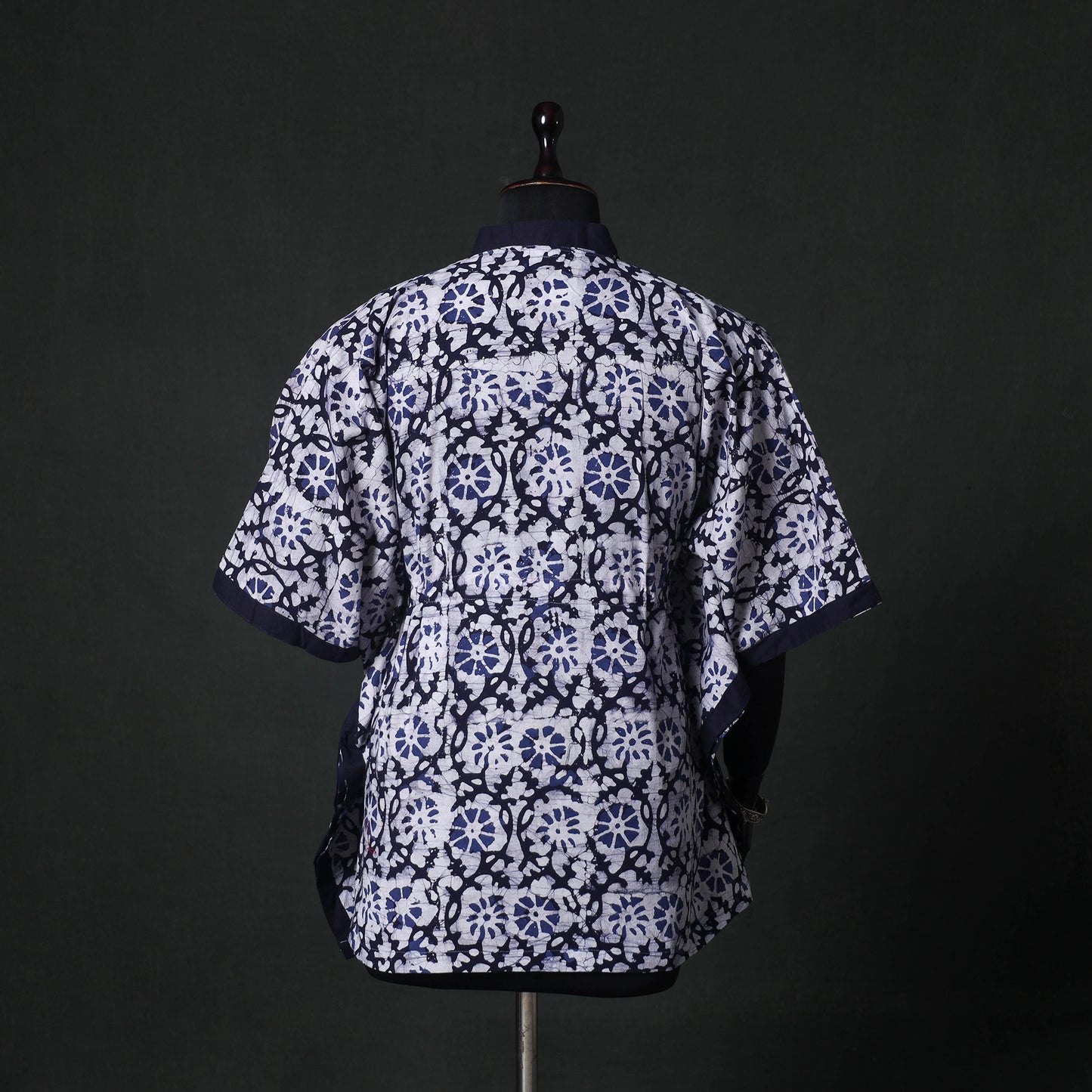 Blue - Hand Block Batik Print Cotton Kaftan (Short) 57