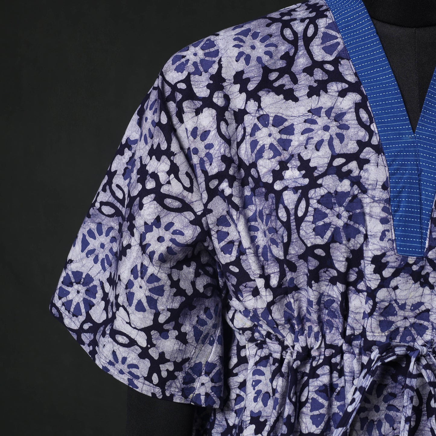 Purple - Hand Block Batik Print Cotton Kaftan (Medium) 61