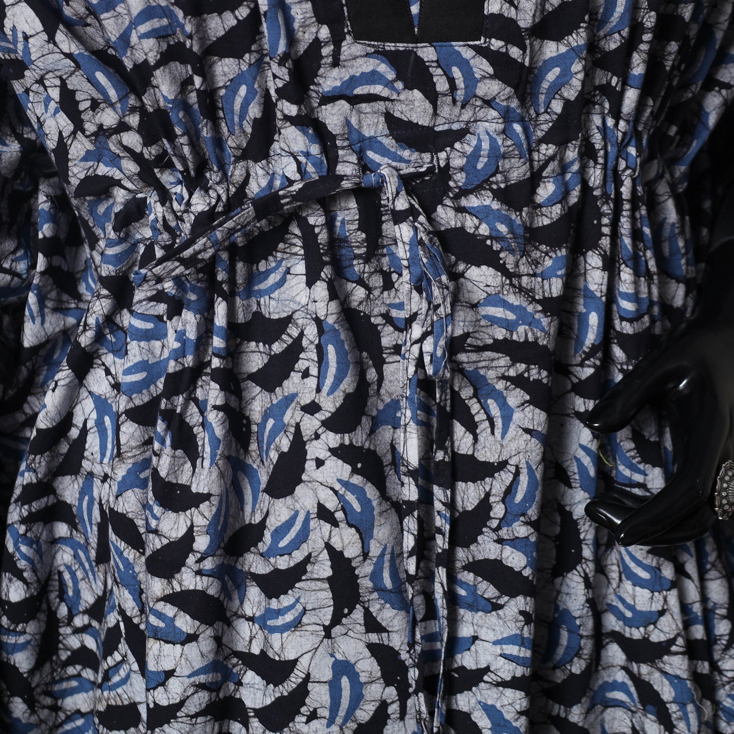 Blue - Hand Block Batik Print Cotton Kaftan (Medium) 63