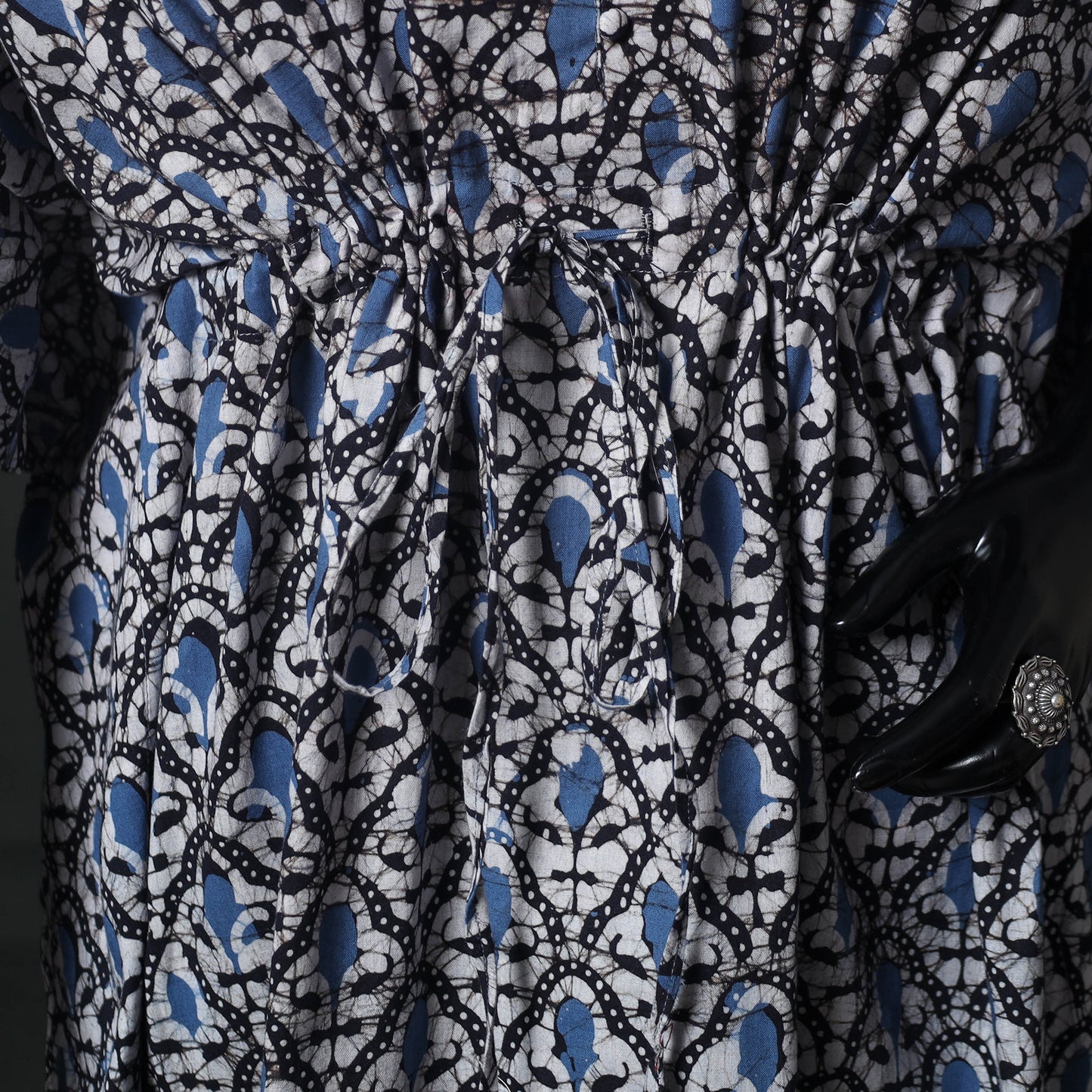 Blue - Hand Block Batik Print Cotton Kaftan (Medium) 66