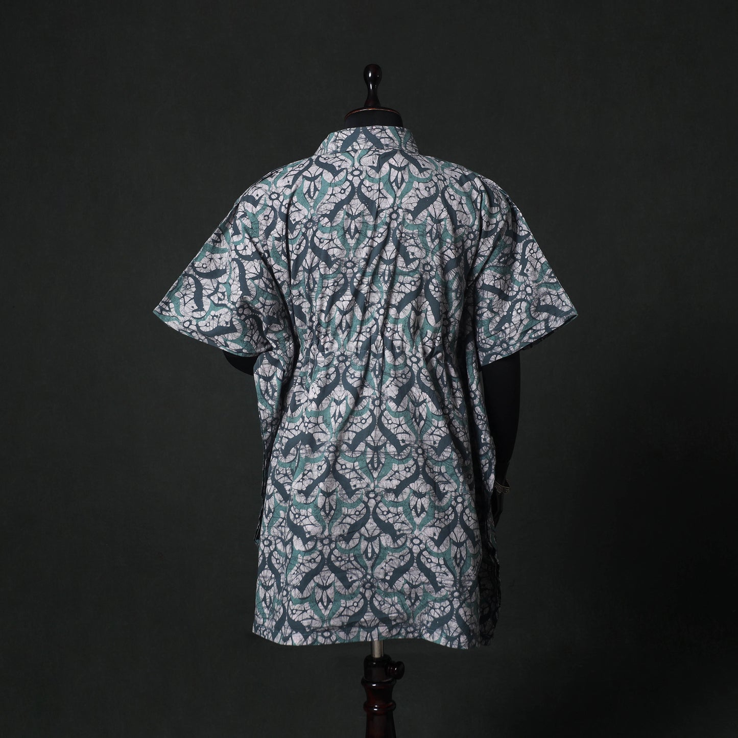 Green - Hand Block Batik Print Cotton Kaftan (Medium) 69