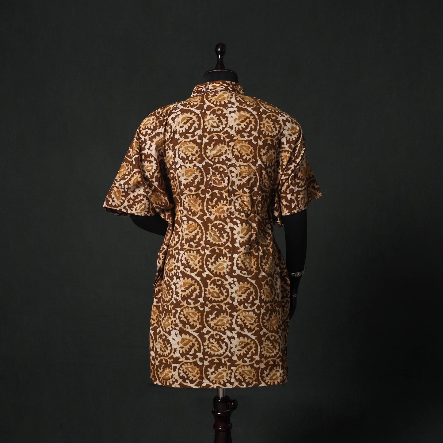 Brown - Hand Block Batik Print Cotton Kaftan (Medium) 71